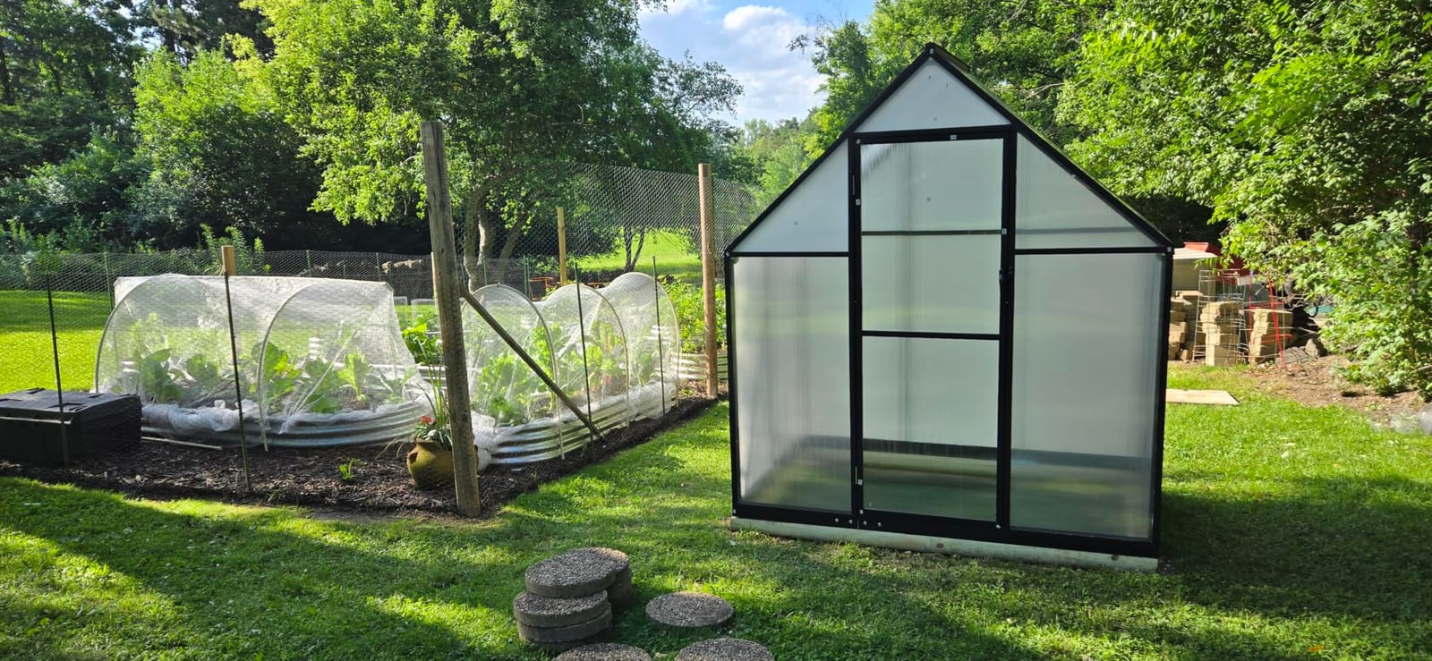 10x12 FT Greenhouse with Hygrometer, Windproof UV Protection Green Houses | Heavy Duty Aluminum Frame Polycarbonate Greenhouses with Double Doors Drainage Channel Roof Vent for Backyard or Garden Use customer photo 2