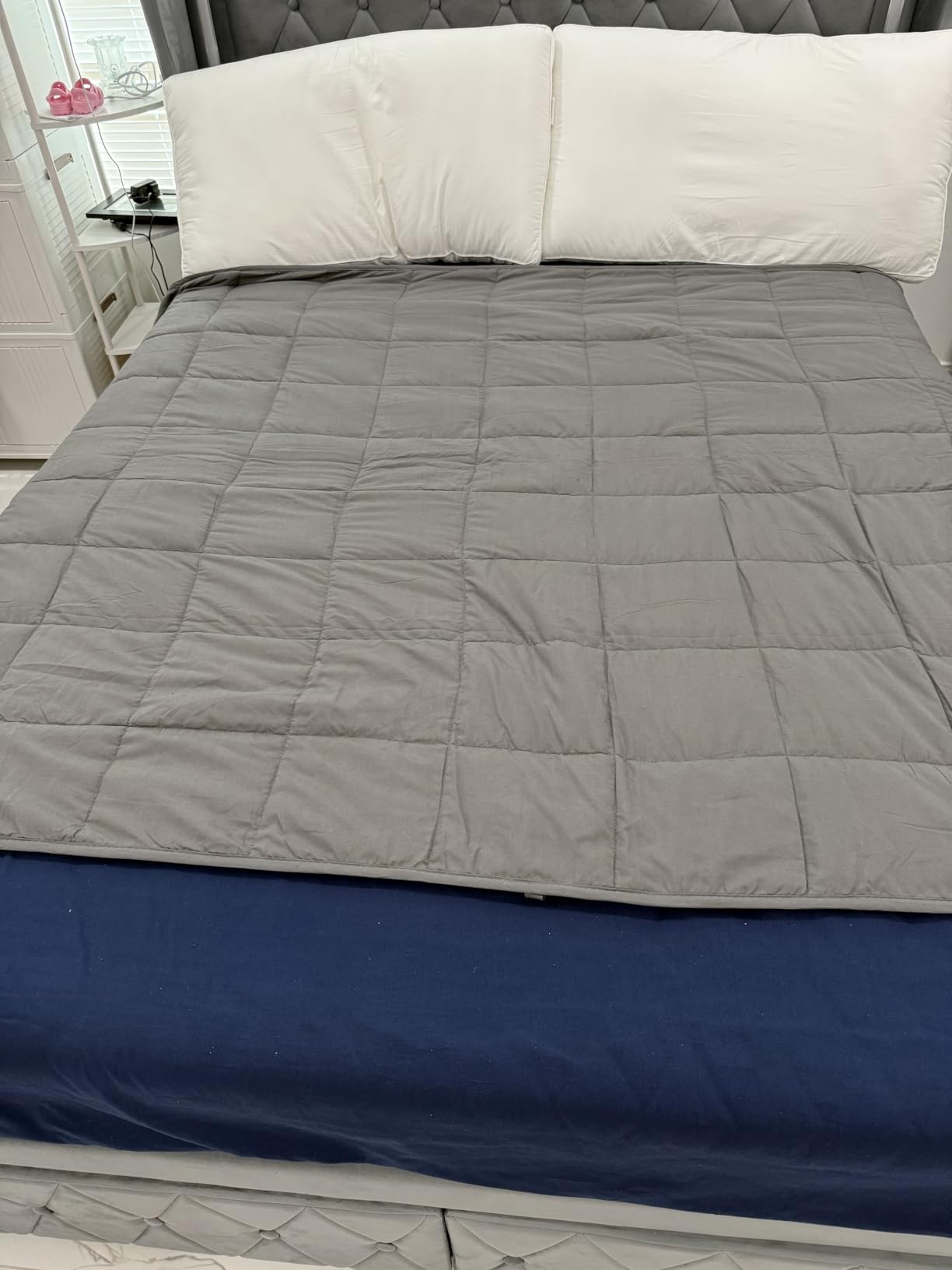 AN Cooling Weighted Blanket for Adults, Breathable Cotton Weighted Blanket | with Glass Beads, 7-Layer Design for Even Weight Distribution, Sleep & Relaxation, Machine Washable, 15 lbs Queen 60