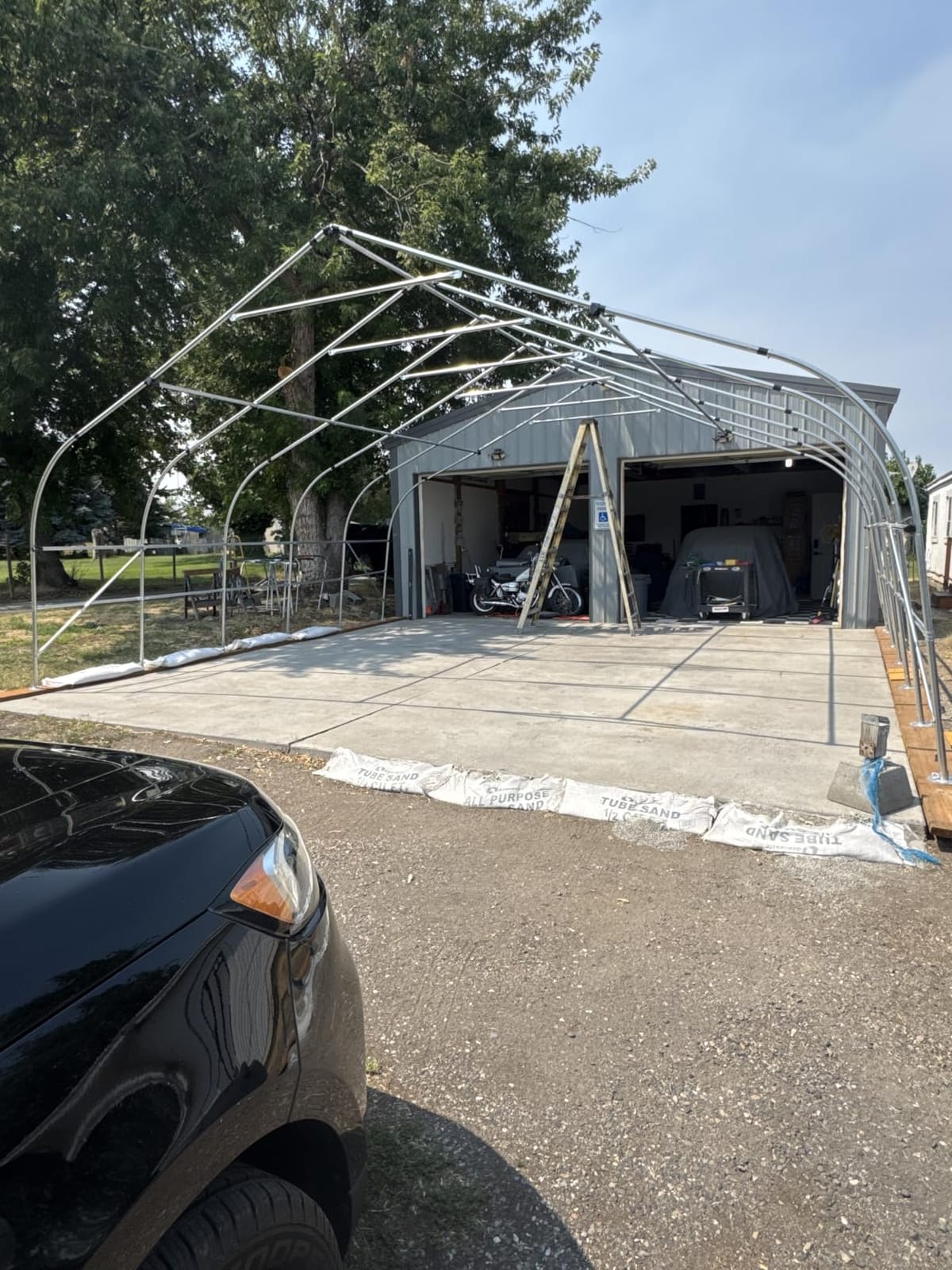 AMERLIFE 12 x 30 FT Walnut-Shaped Enclosed Carport, Outdoor Heavy Duty Garage Shelter with Roll-Up Doors, Portable Car Shelter for Trucks, Boats, Farm Equipment, Silver customer photo 2
