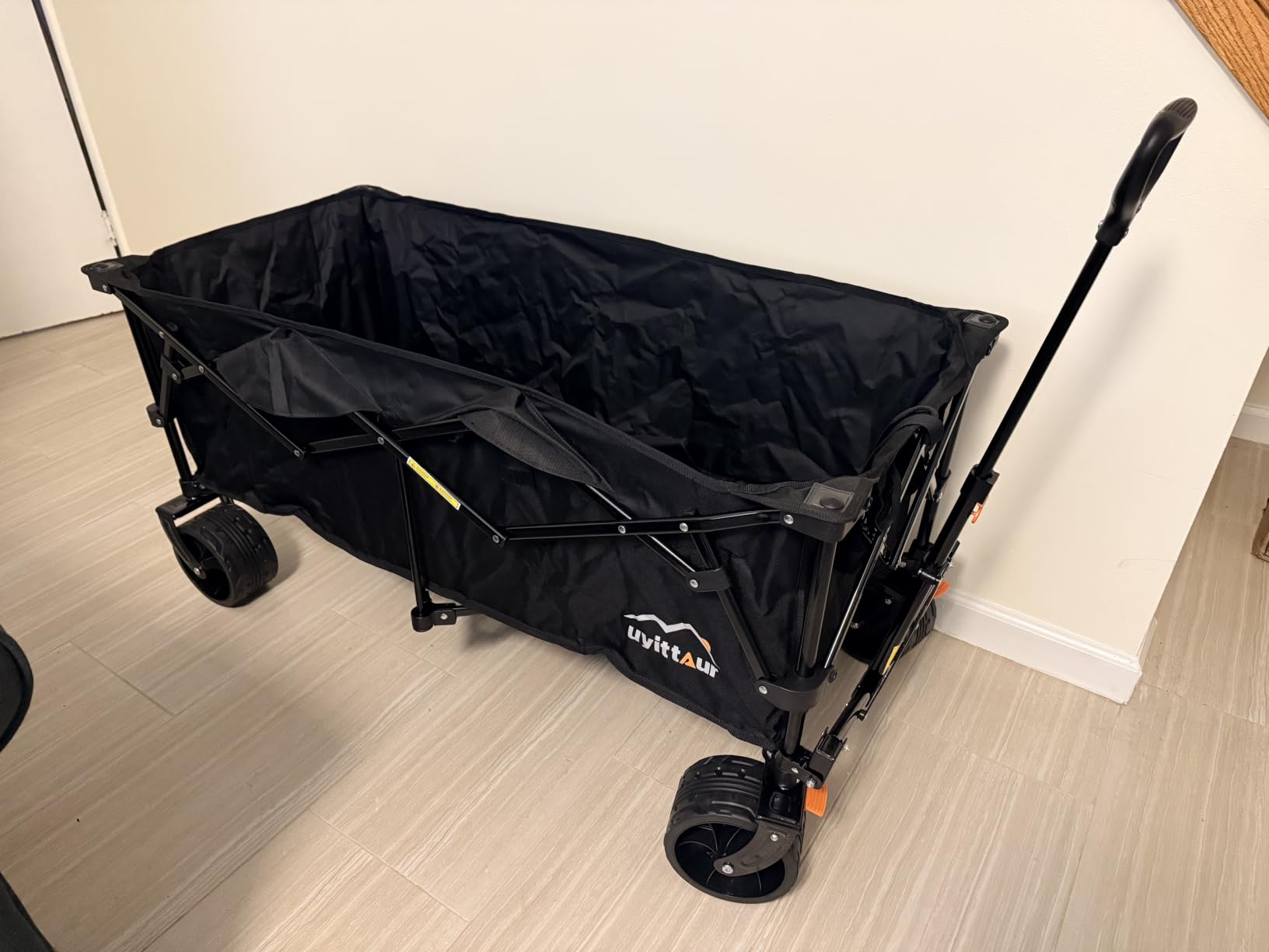 Uyittour 300L Extra Large Collapsible Foldable Wagon, 440lbs Load Capacity 48''L Extended Heavy Duty Folding Beach Wagon with Big All-Terrain Wheels, Utility Garden Cart for Outdoor Activities, Black customer photo 2