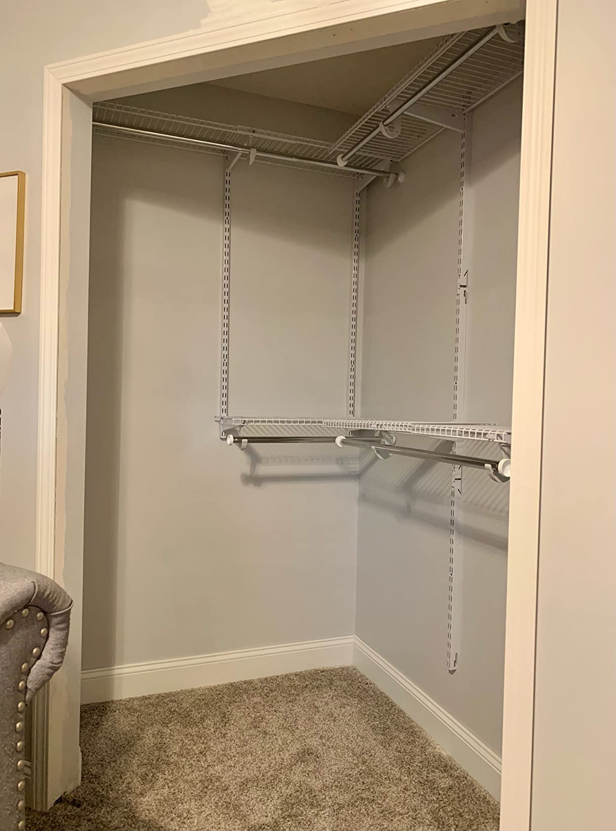 Rubbermaid Configurations Custom Closet Kit 4-8 Ft. Adjustable Metal Wire Shelving White Finish Expandable Organization System Hardware Included for Home Closet/Pantry/Laundry/Mudroom customer photo 1