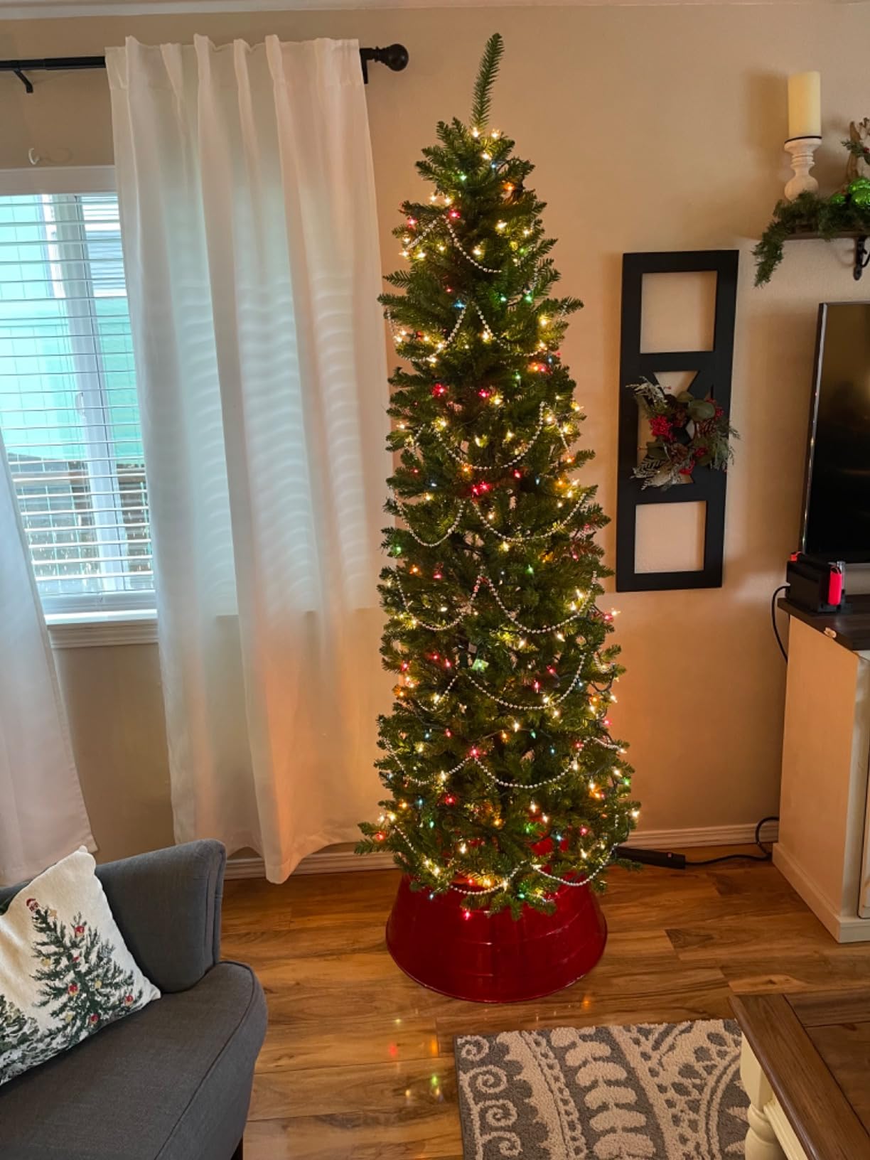 National Tree Company 7ft Unlit Kingswood Fir Slim Christmas Tree | 892 Tips, Includes Stand, Artificial, Green customer photo 2