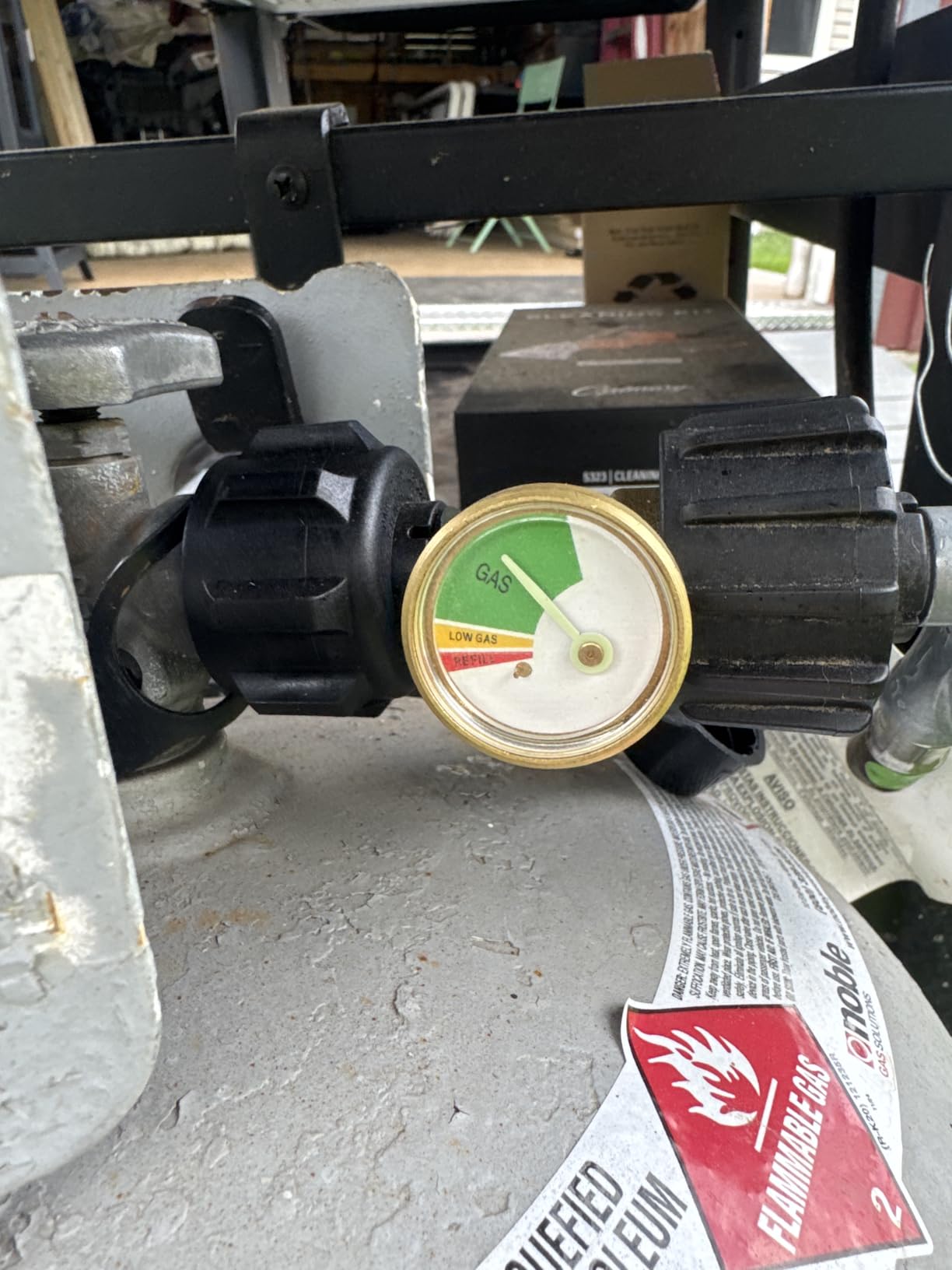 Propane Tank Gauge Level Indicator Leak Detector for BBQ Gas Grill Type 1 | Universal propane gauge for 5-40 lb tanks with QCC1 Type 1 connection and color coded dial for BBQ gas grill RV camper customer photo 1