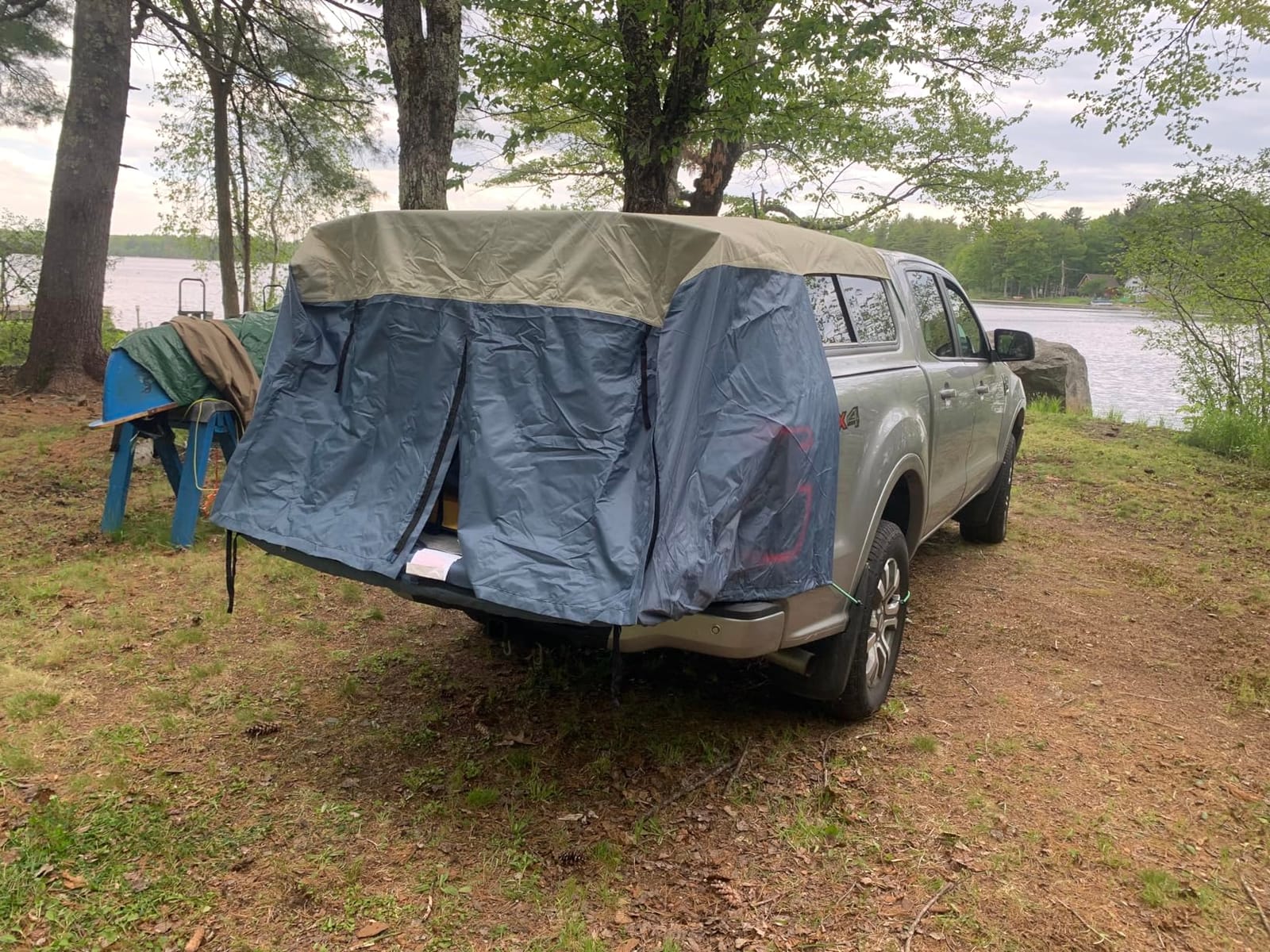 DAC Truck Bed Tent– Pickup Truck Tent for Caps, Fits Ford Maverick. Jeep Gladiator, Ford Ranger, Nissan Frontier, Rivian R1T, Tesla Cybertruck – Tailgate Width ≤58