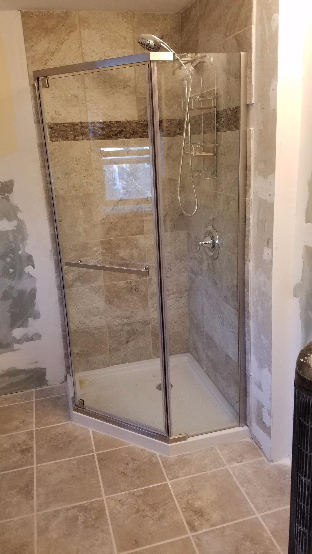 DreamLine Prism 34 1/8 in. x 72 in. Frameless Neo-Angle Pivot Shower Enclosure in Brushed Nickel, SHEN-2134340-04 customer photo 2