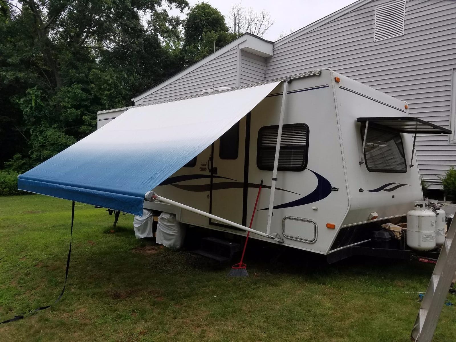 SunWave- RV Awning Fabric Replacement | RV Electric Awning Fabric Replacement | Premium Vinyl RV Canopy | Awning Replacement (16', Camel Fade) customer photo 2