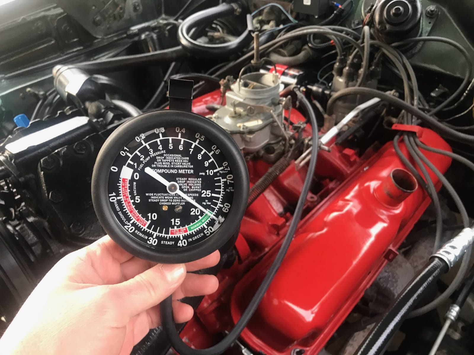 HFS(R) Fuel Pump Pressure & Vacuum Tester Gauge Kit, 0-10 PSI Fuel Pressure and 0-28 inHg Vacuum Gauge for Carburetor, Engine & Valve Diagnostics, with Adapters and Storage Case customer photo 1