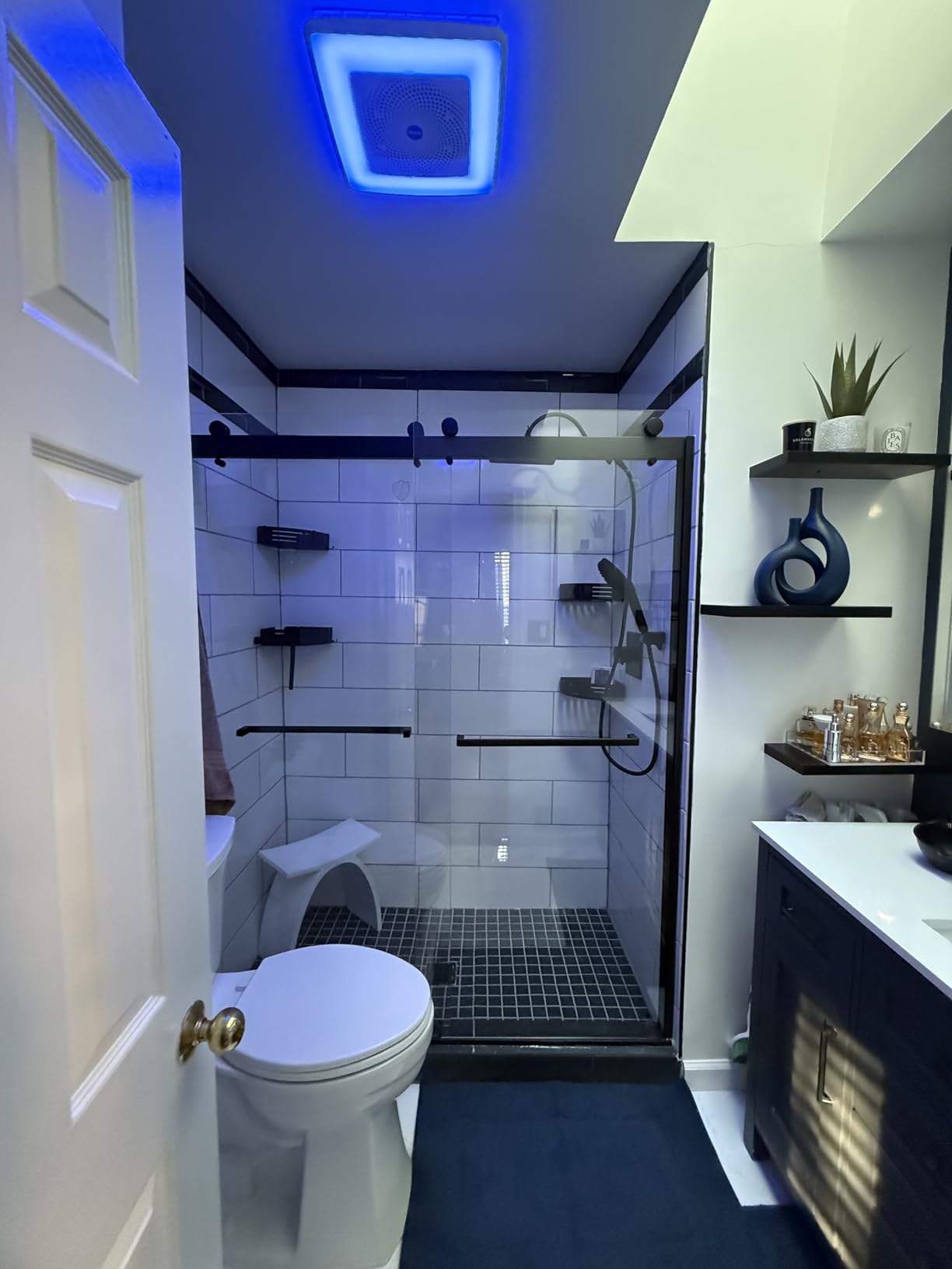 Broan-NuTone ChromaComfort Bathroom Exhaust Fan with Bluetooth Speaker, Powerful 110CFM/1.5 Sones, 24-color LED Light, SPK110RGBL, Wall Switch customer photo 1