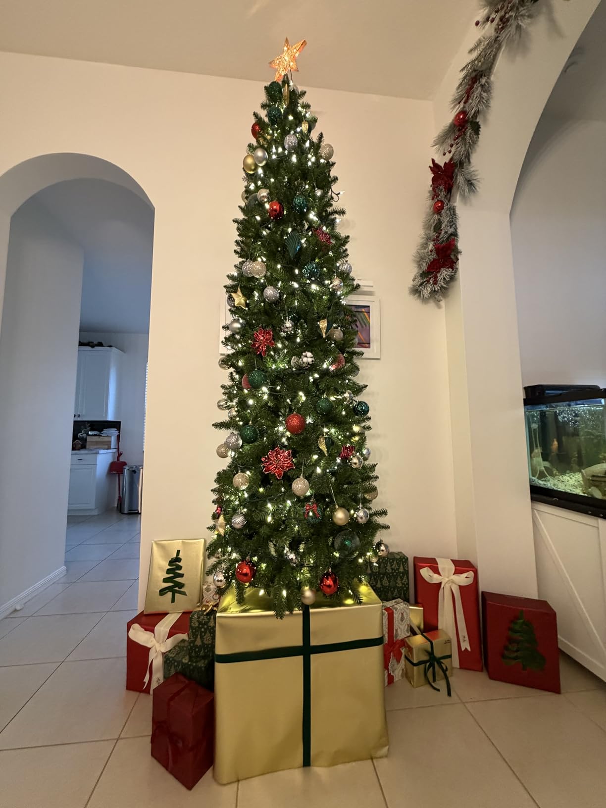 National Tree Company 9ft Unlit Kingswood Fir Slim Christmas Tree | 1,443 Tips, Includes Stand Artificial, Green customer photo 2