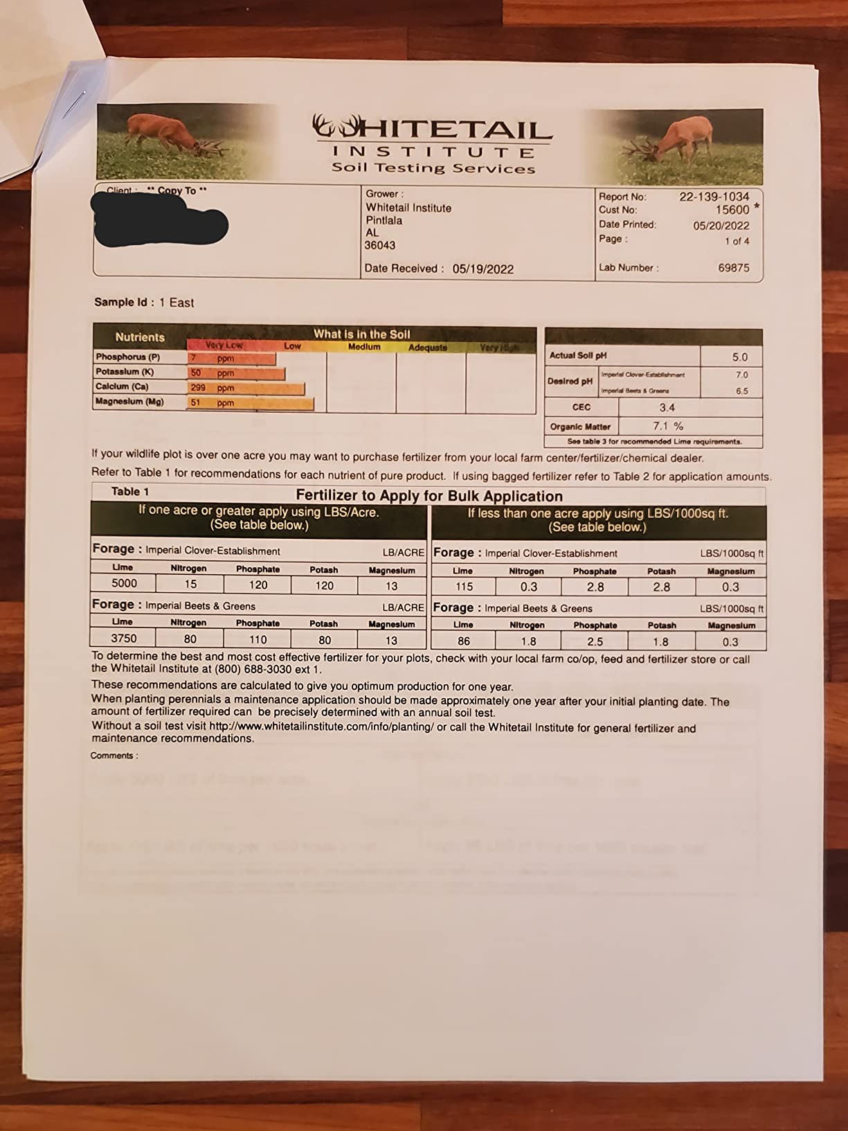 Whitetail Institute Laboratory Soil Test Kit, Ensures The Most Successful Deer Food Plot Possible, Professional Consultation Included, Receive Results Within One Week customer photo 1
