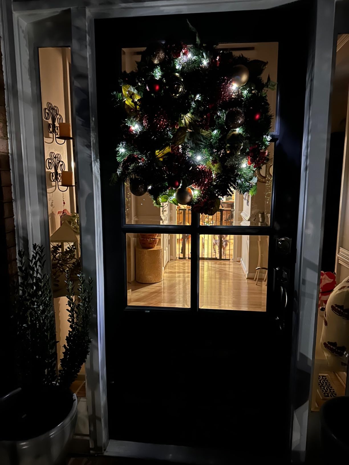 30 Inch Pre-Lit Artificial Christmas Wreath, Scarlet Hydrangea | Indoor/Outdoor, Pre Lit with 50 LED Lights, Remote Controlled Battery Powered Timer, Compatible with A/C Adapter customer photo 1