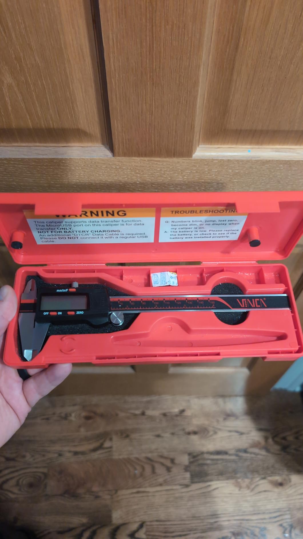 VINCA IP54 Grade Digital Caliper, DCLA-0605 6 Inch/150mm, Inch/Millimeter/Fraction Conversion, Stainless Steel, Large LCD Screen customer photo 1