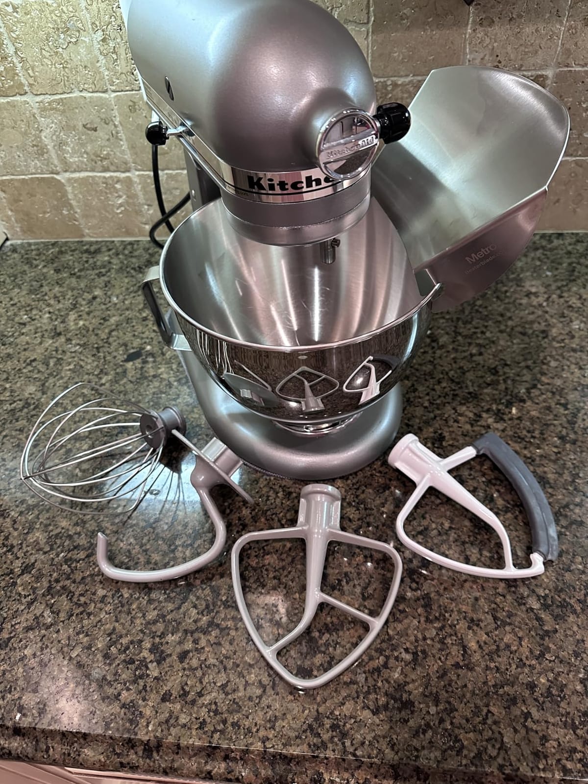 PC-10 Pouring Chute Compatible with KitchenAid Stand Mixer with Stainless Steel Bowl, Silver customer photo 2