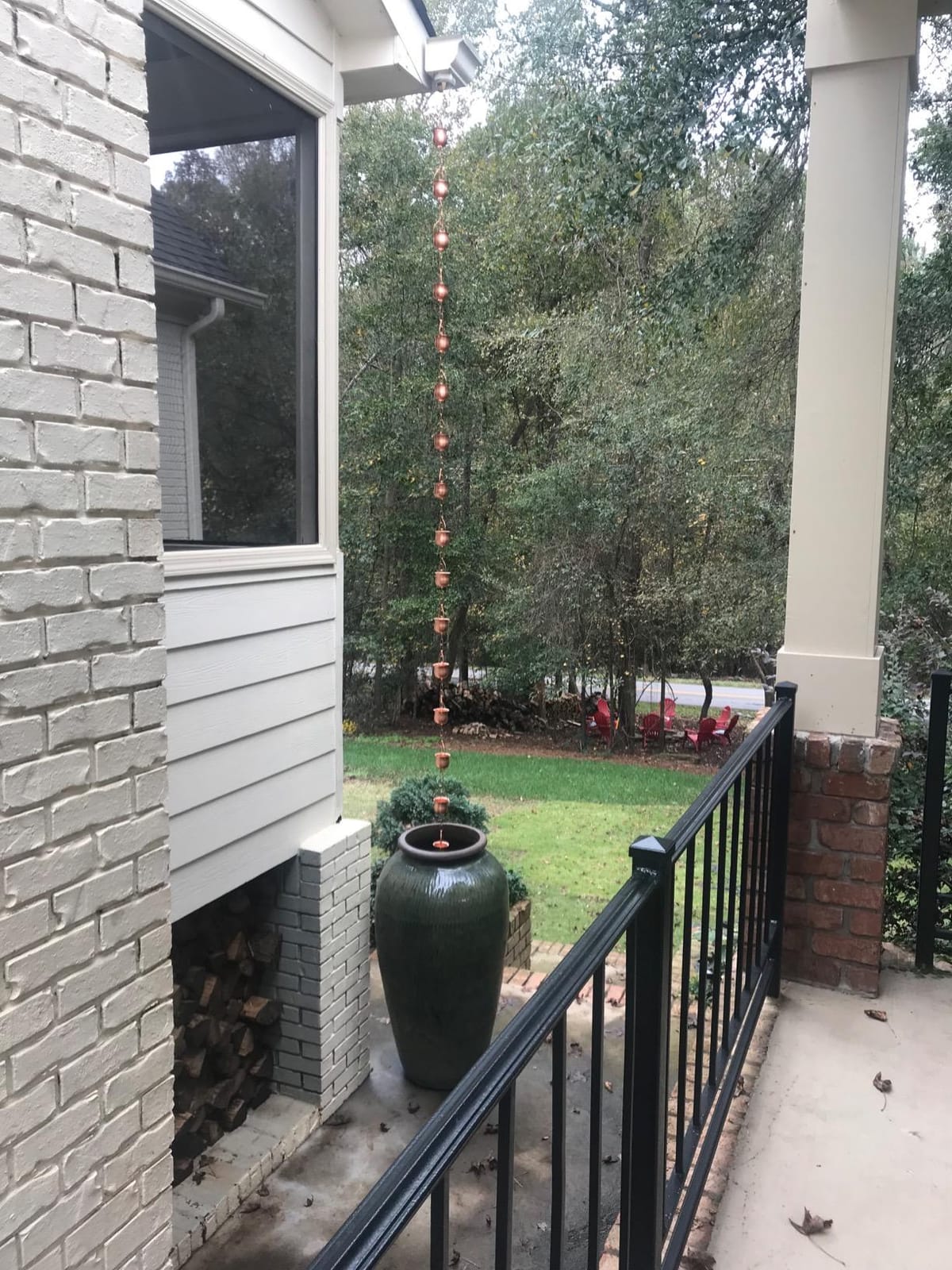 Copper Rain Chain – Decorative Chimes & Cups Replace Gutter Downspout & Divert Water Away from Home for Stunning Fountain Display – for Universal Fit customer photo 1