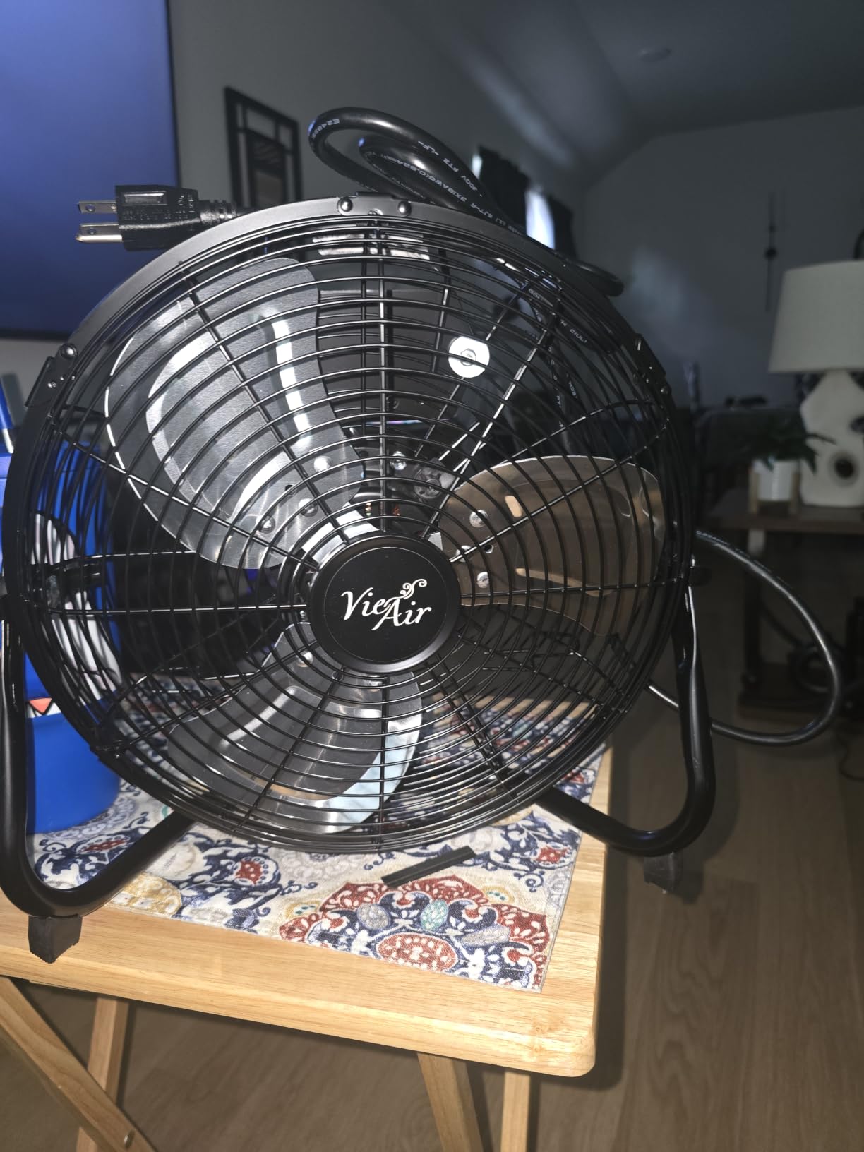 Vie Air 12 Inch Industrial Powerful and Quiet Heavy Duty Metal Floor Fan, Black customer photo 2