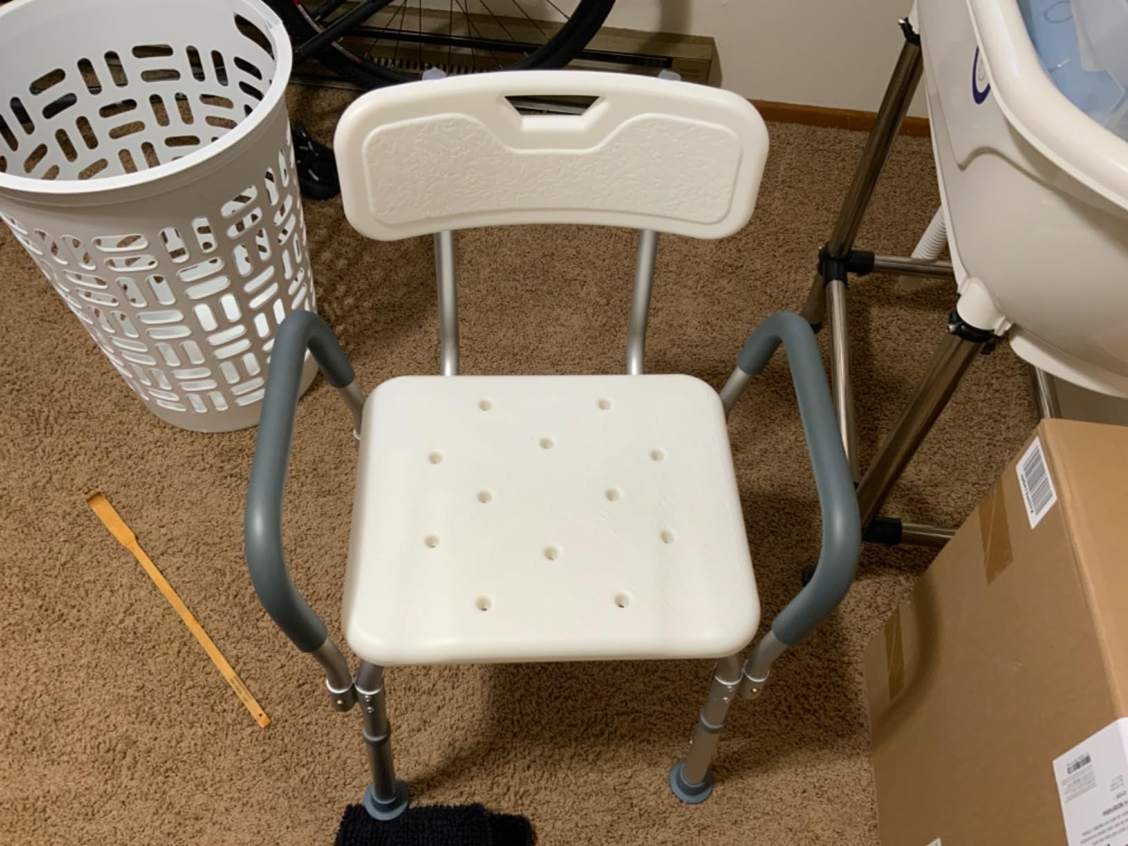 Medline Shower Chair Seat with Padded Armrests and Back | Heavy Duty Shower Chair for Bathtub | Slip Resistant Shower Seat with Adjustable Height | Shower Chair for Inside Shower with 350 lb Capacity customer photo 2