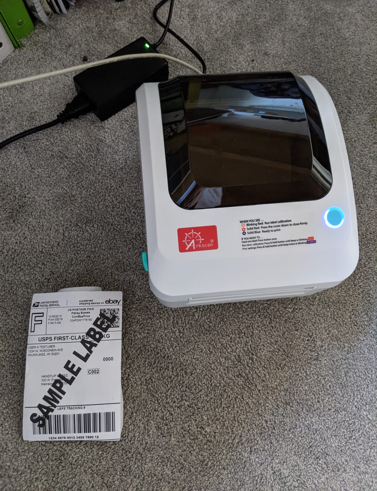 Arkscan 2054A Shipping Label Printer for Windows Mac Chromebook Android, Supports Amazon Ebay Paypal Etsy Shopify ShipStation Stamps UPS USPS FedEx DHL, Roll & Fanfold 4x6 Direct Thermal Label customer photo 1