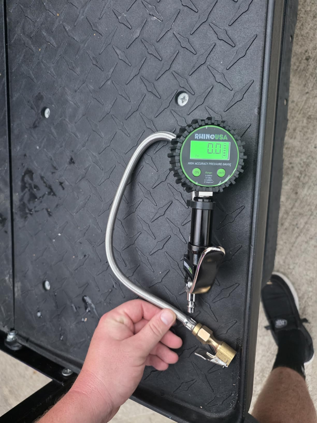 Rhino USA Digital Tire Pressure Gauge with Inflator (0-200 PSI) - 2in Dial | Heavy Duty Air Chuck & Compressor Accessories. Stainless Braided Hose, Large 2in Dial, Solid Brass Hardware. customer photo 1