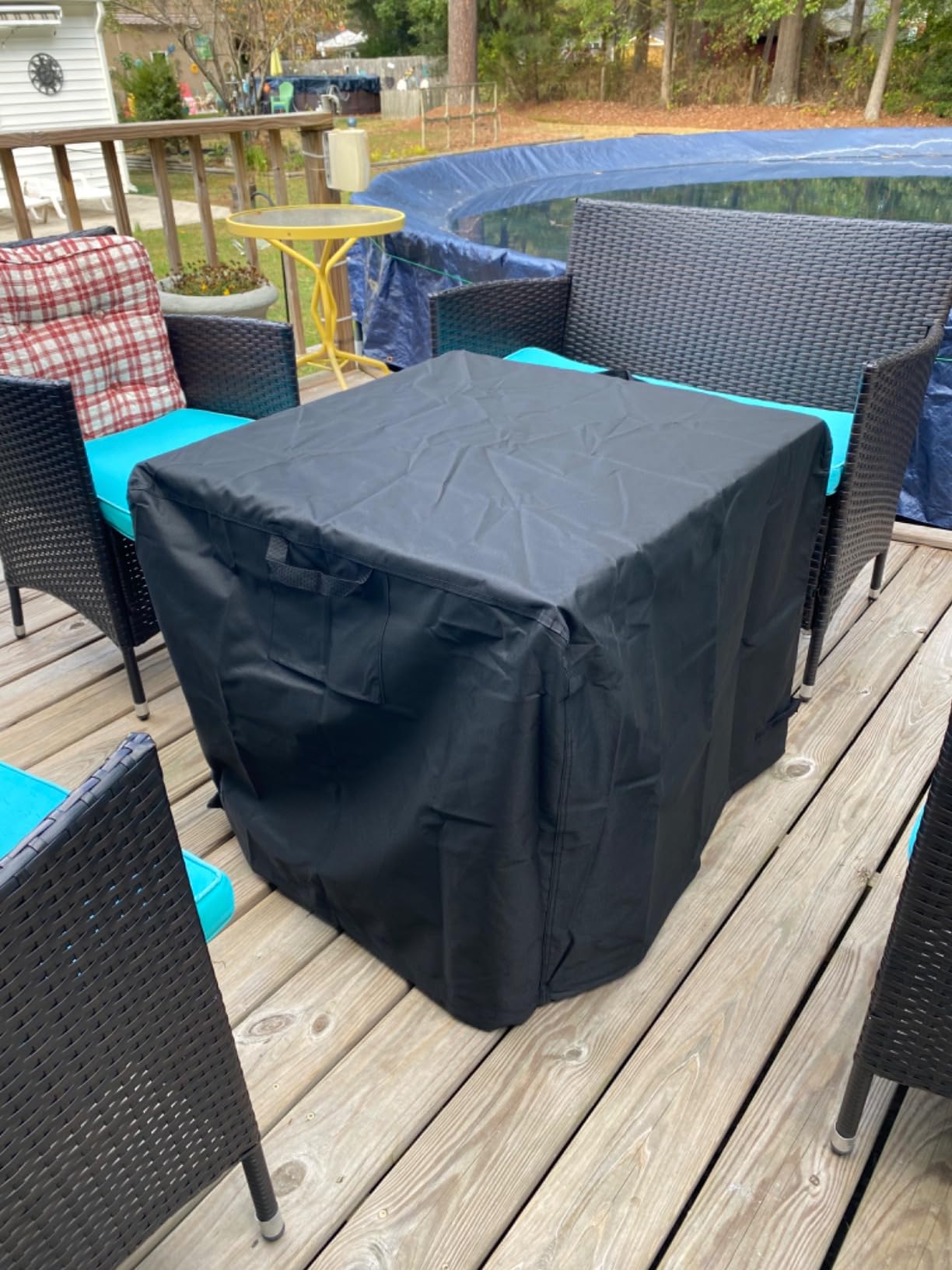 28 Inch Square Gas Fire Pit Table with Lid, 50000 BTU Outdoor Propane Gas Fire Pit for Outside Patio, Outdoor Gas Fire Pit Table, Outdoor Fire Table for Backyard Garden Camping Party, Black customer photo 1