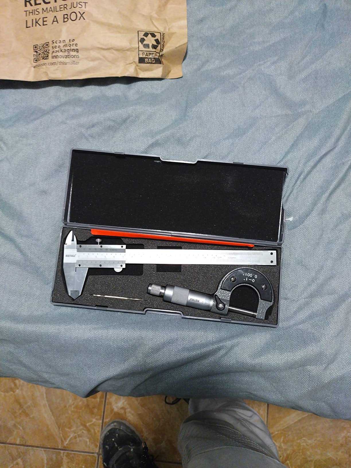 Professional 3-Piece Precision Measurement Set: Vernier Caliper, Micrometer & Steel Ruler, Industrial Grade Stainless Steel, ±0.001