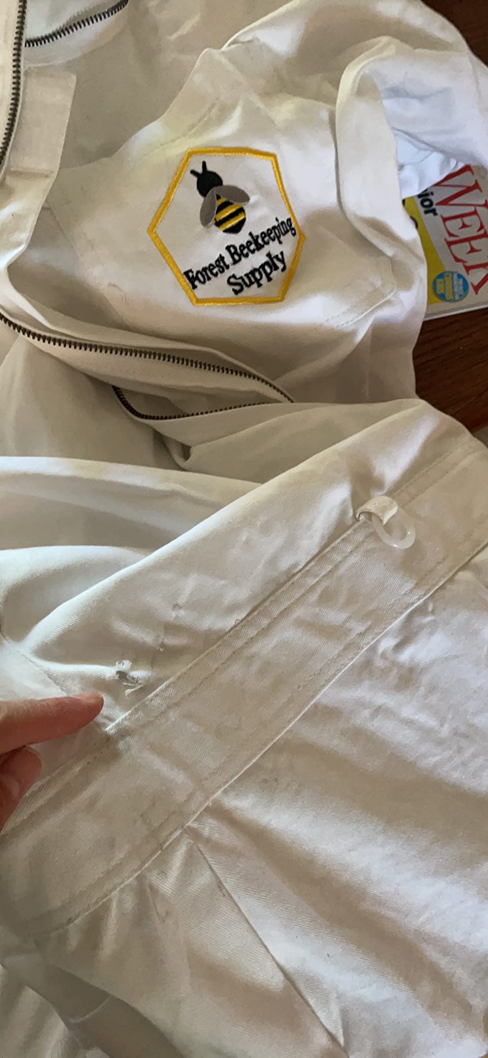 Bee Suit with Fencing Veil and Gloves - Large | Beekeeper suit for men and women. 100% cotton bee keeping suit. YKK brass zipper, 3 tool pockets, elastic cuffs. Sizes S-2XL customer photo 1