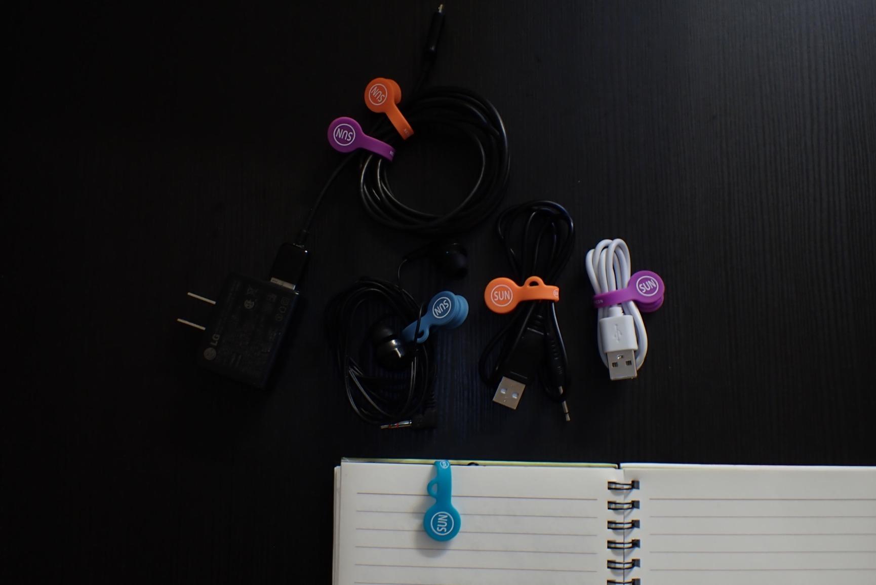 SUNFICON 6 Pack Magnetic Cord Organizers Cable Clips Cable Straps Silicone Twist Ties Colorful Headphone Cord Keeper Holder Manager Bookmark Whiteboard Fridge Magnet Keychain Gift Home,Office,School customer photo 1
