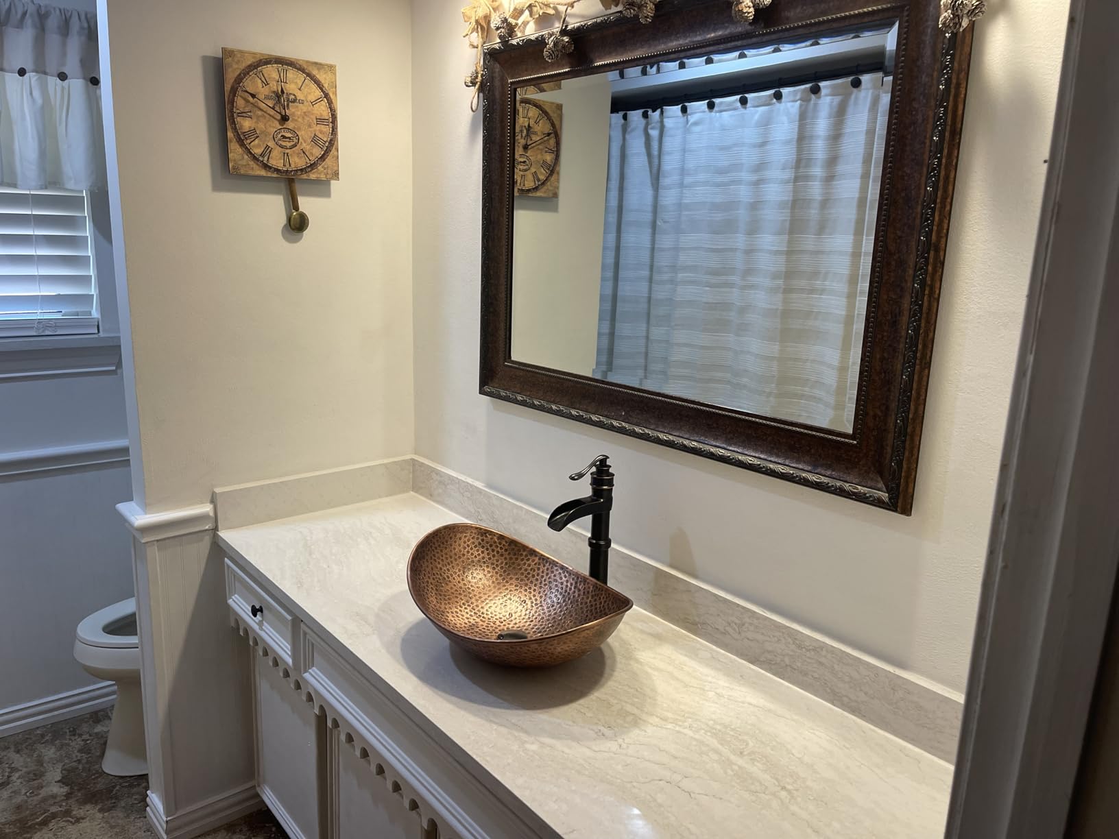 Monarch Abode Bathroom Sink – 19-Inch Harbor Vessel Bathrooms Countertop Sink, Bathroom Vessel Sinks, Above Counter Hand Hammered Pure Copper Bath Sinks for Restroom Vanity or Powder Room customer photo 2