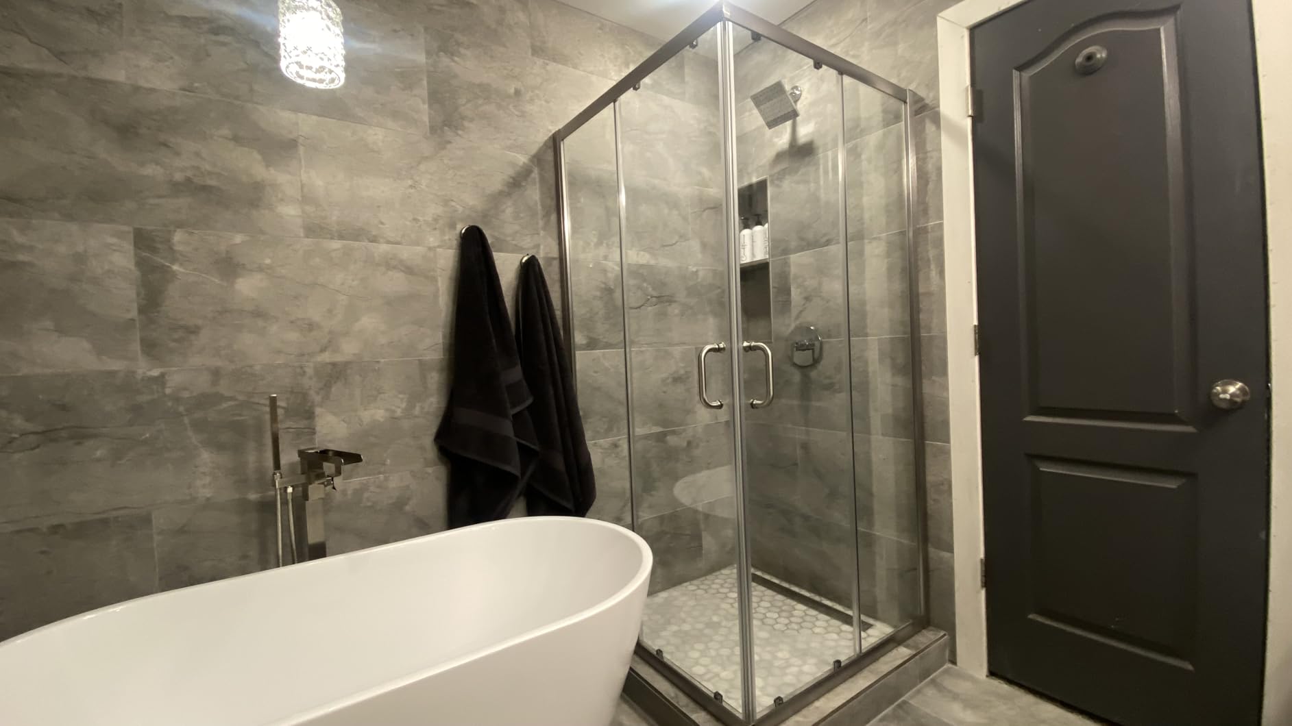 SUNNY SHOWER Corner Shower Enclosure - 1/4 in. Clear Glass Sliding Shower Doors, Framed Shower Enclosure - 36 in. X 36 in. X 72 in., Brushed Nickel Finish - Base Not Included customer photo 2