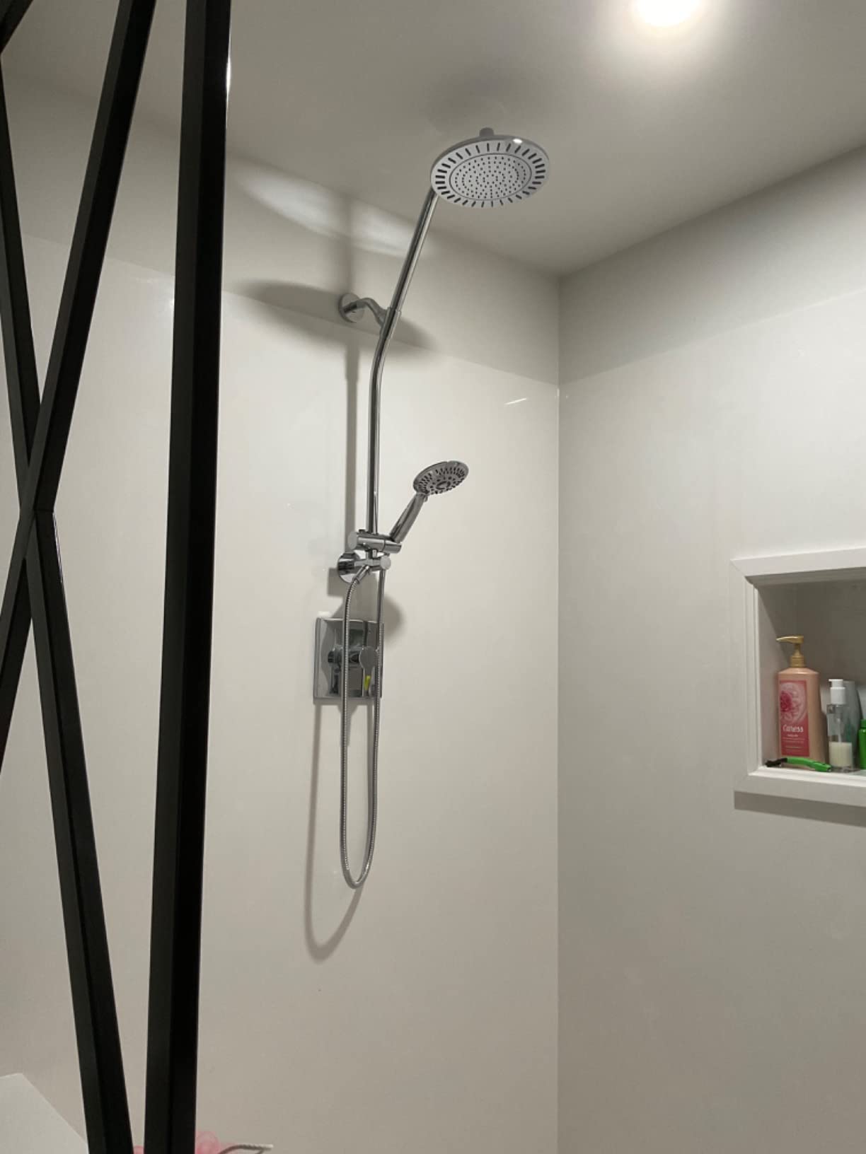 BRIGHT SHOWERS Rain Shower Head with Handheld Combo, Dual Shower System with Slide Bar, Rain Shower System, Adjustable Height, Brass Slide Bar & Diverter, 60 Inch Stainless Steel Hose, Chrome customer photo 1