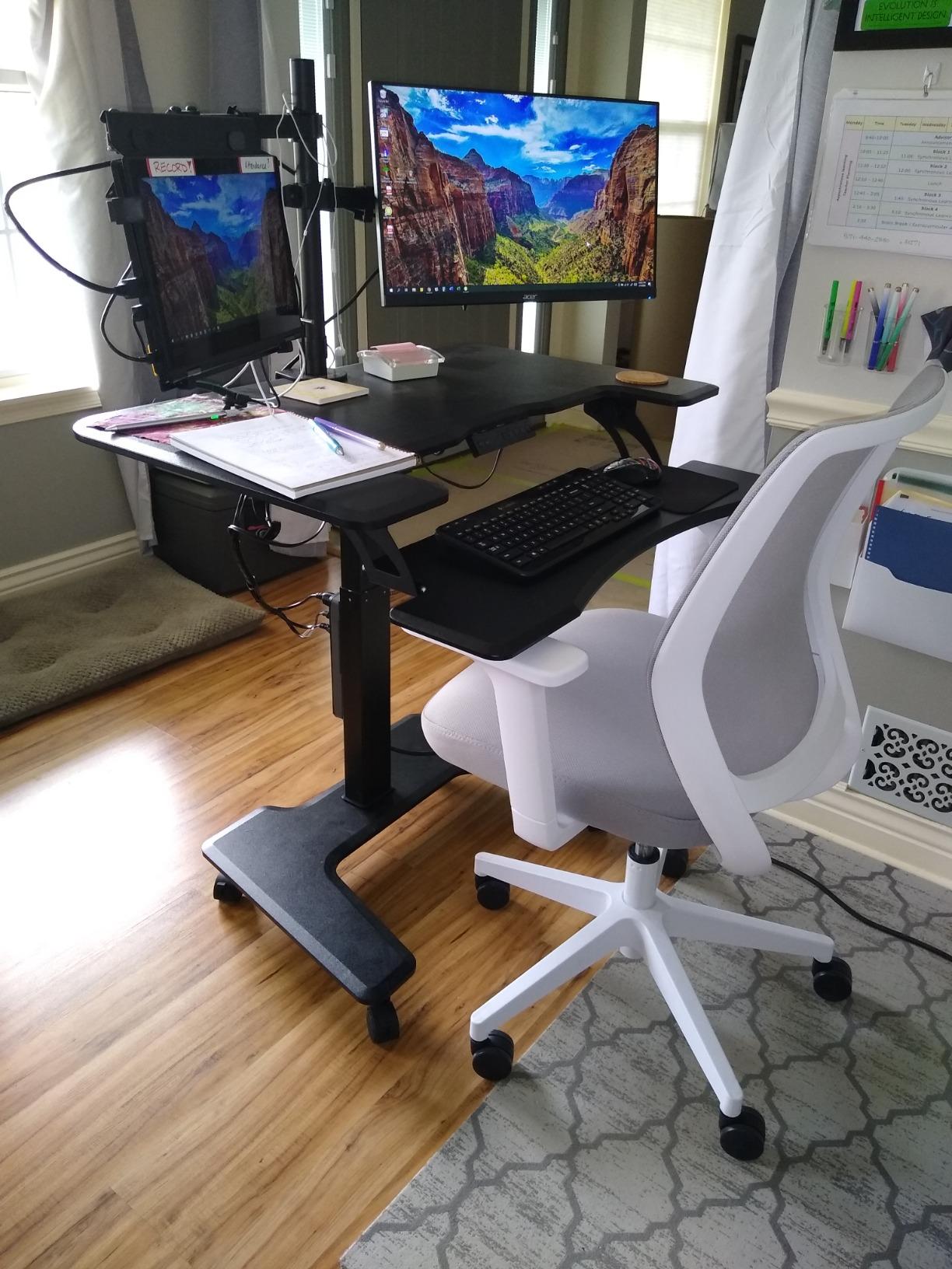 VIVO Black Electric 36 in Dual Platform Standing Desk Cart, DESK-V111VT customer photo 2