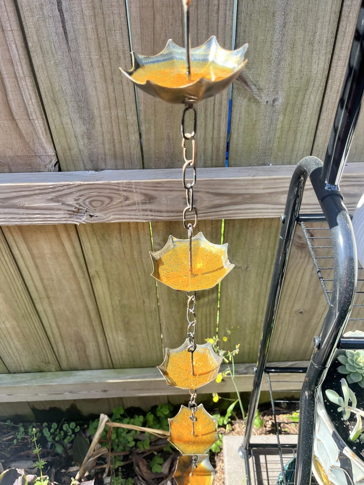 Topadorn Copper Rain Chain for Gutters, 8.5 FT Solid Copper, 11 Lotus Cups customer photo 2