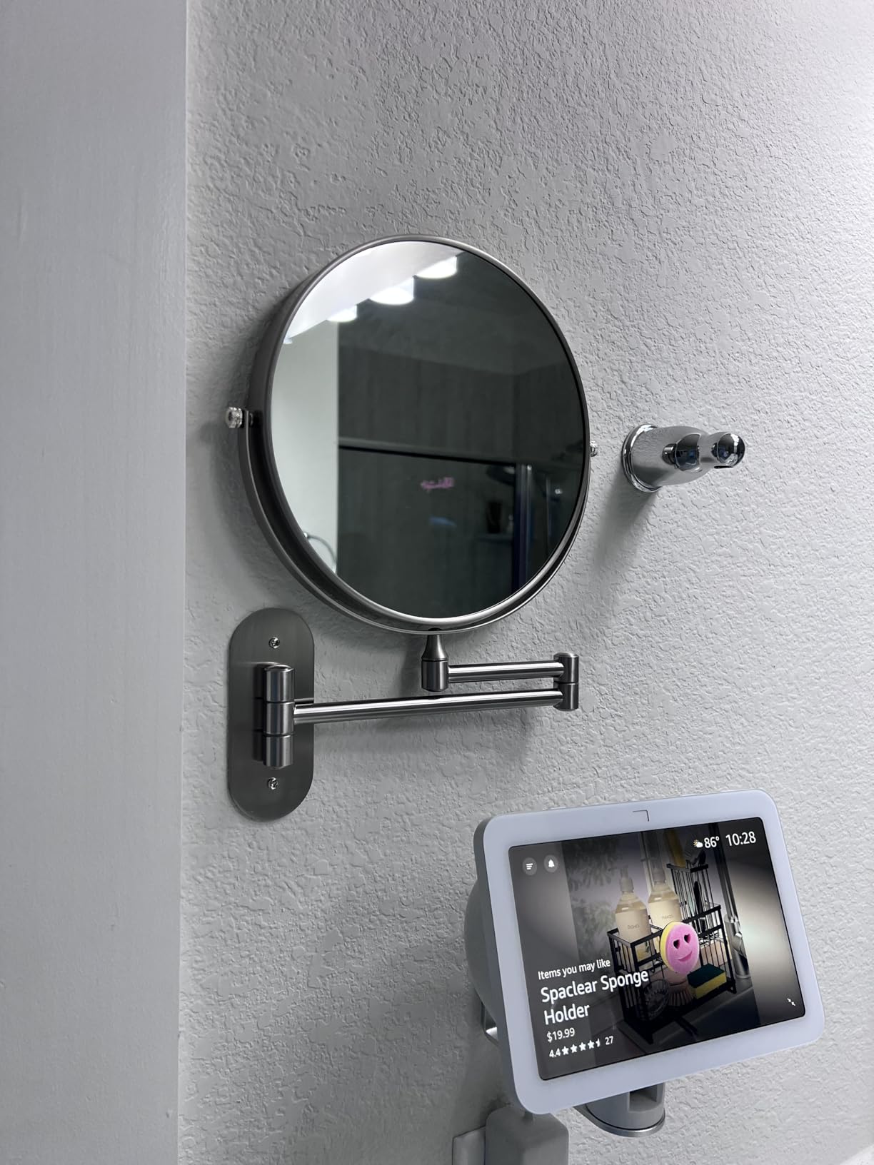 DECLUTTR 8 Inch Wall Mounted Magnifying Mirror with 10x Magnification, Double Sided Vanity Makeup Mirror for Bathroom, Chrome Finished customer photo 2