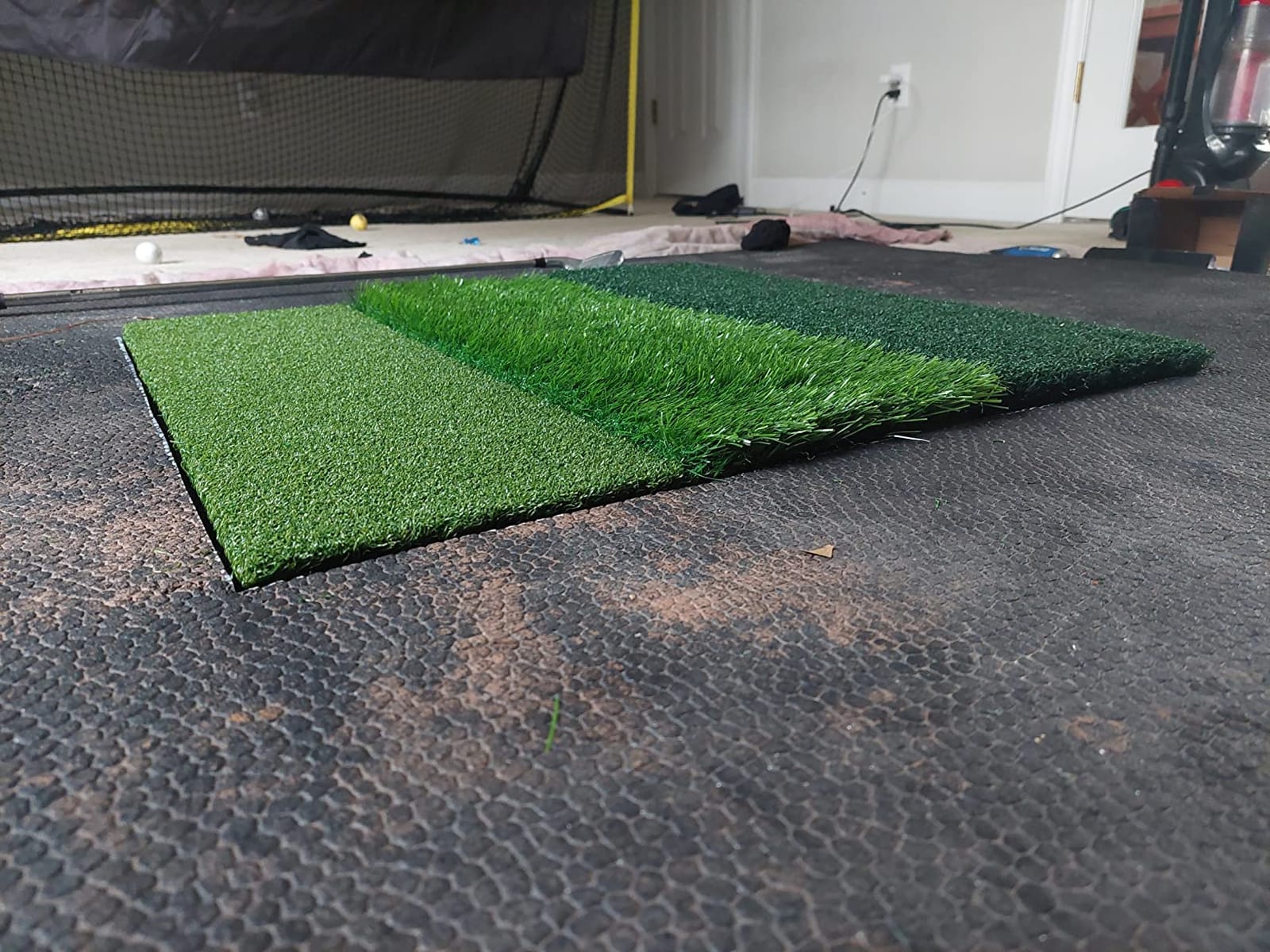 GoSports Tri-Turf XL Golf Hitting Mat – 24x24 in Golf Practice Mat for Indoor/Outdoor Training, Fairway Rough Tee Turf, Portable Golf Mat for Backyard, Garage & Golf Simulator Use customer photo 2