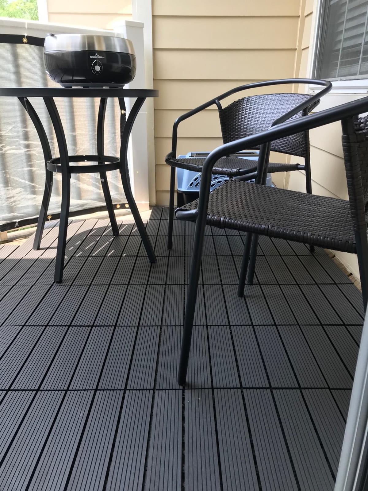 Interlocking Deck Tiles - 6-Pack Wood Plastic Composite Patio Tiles - Outdoor Flooring for Balcony, Porch, and Garage by Pure Garden (Dark Gray) customer photo 1