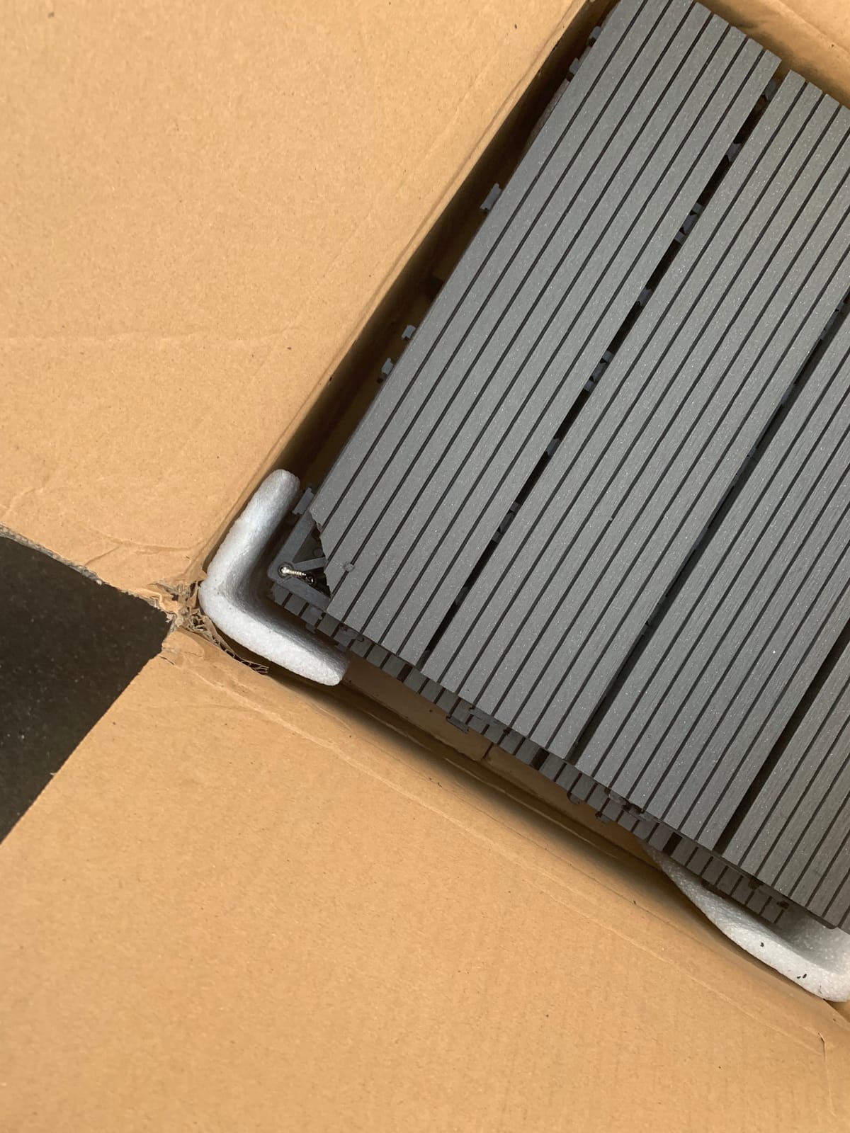 Interlocking Deck Tiles - 6-Pack Wood Plastic Composite Patio Tiles - Outdoor Flooring for Balcony, Porch, and Garage by Pure Garden (Dark Gray) customer photo 2