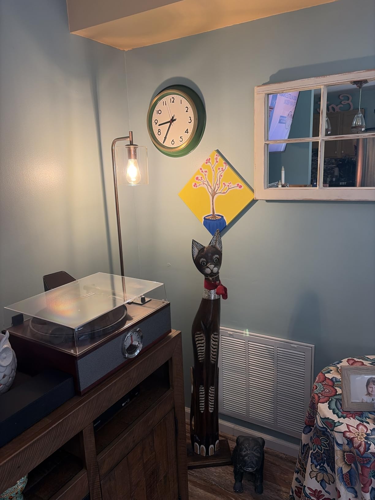Brightech Elizabeth LED Floor lamp, Tall Lamp with Glass Shade & Edison Bulb, Industrial Lamp for Living Rooms & Offices, Vintage Standing Lamp for Bedroom in Farmhouse or Rustic Style - Bronze customer photo 2