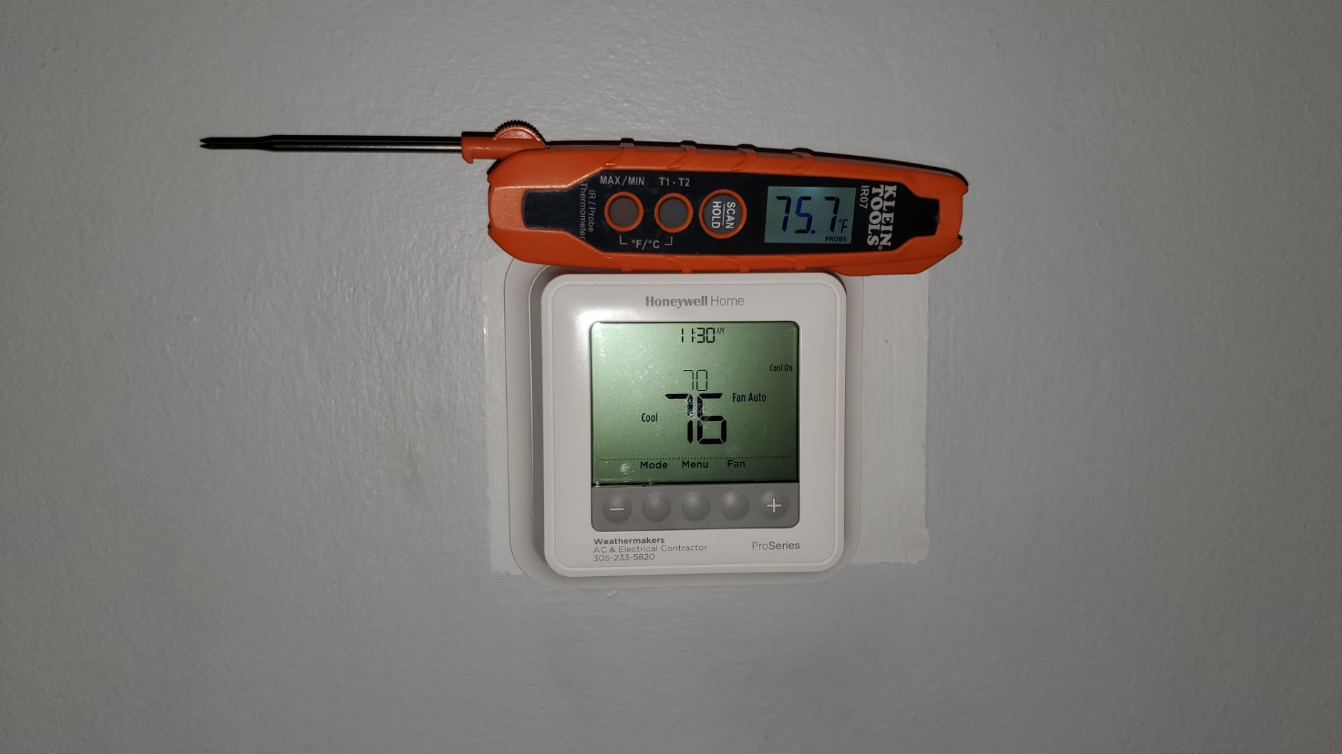 Klein Tools IR07 Dual Infrared (IR) and Probe Pocket Size LCD Digital Thermometer customer photo 1