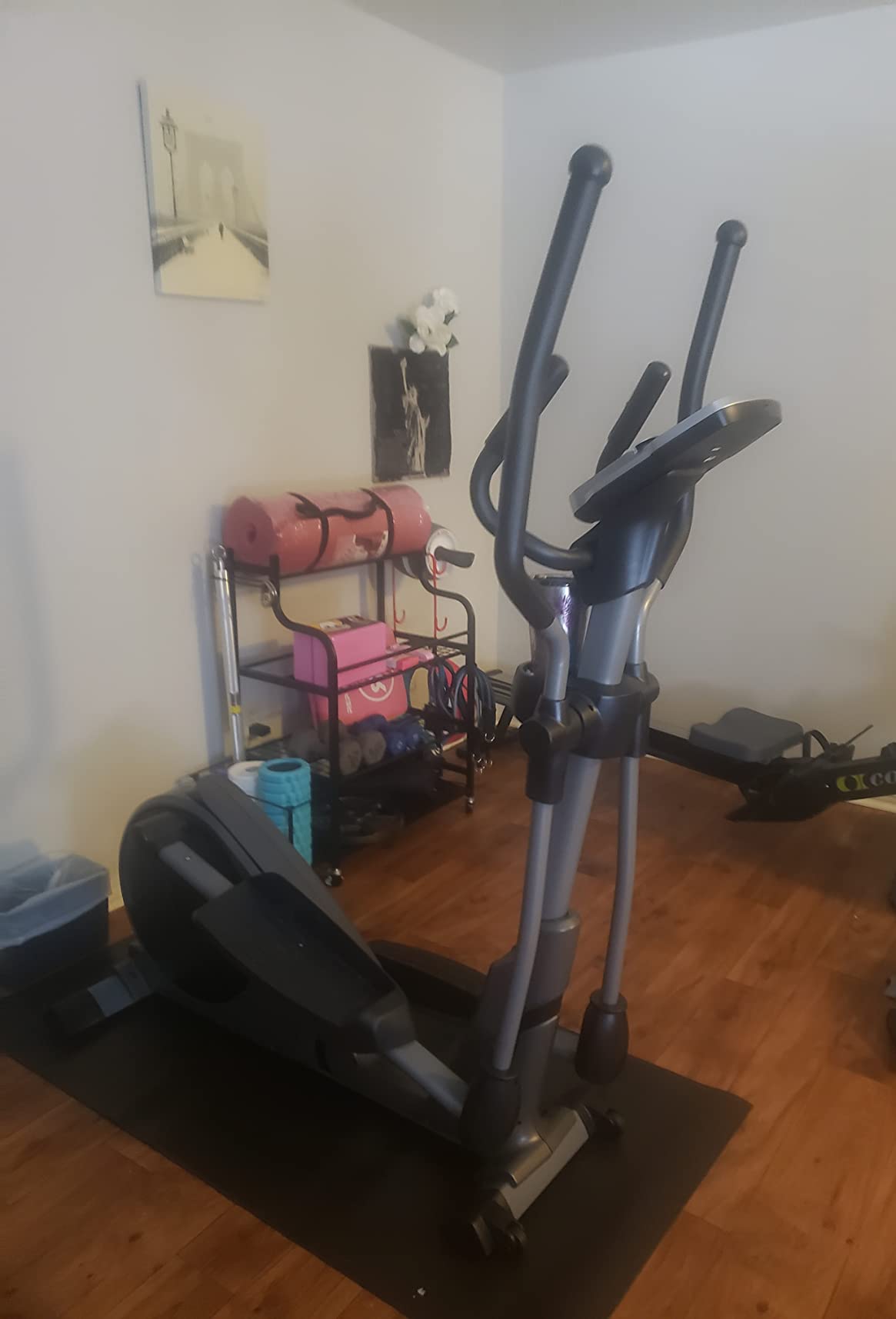 Sunny Health & Fitness Heavy Duty Elliptical Machine with Full Body Workout | Adjustable Resistance, Dual Handlebar, Performance Monitor, Device Holder, Heart Rate Monitor, 300LB-330 LB Capacity customer photo 1