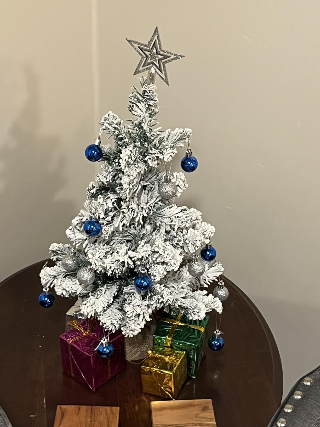 Prextex 23-Inch Mini Christmas Tree with Lights - Small Holiday Tree with Ornaments, Star Topper, and Gift Boxes - Easy Setup Table Decorations for Home, Office, and Indoor Festive Displays customer photo 2