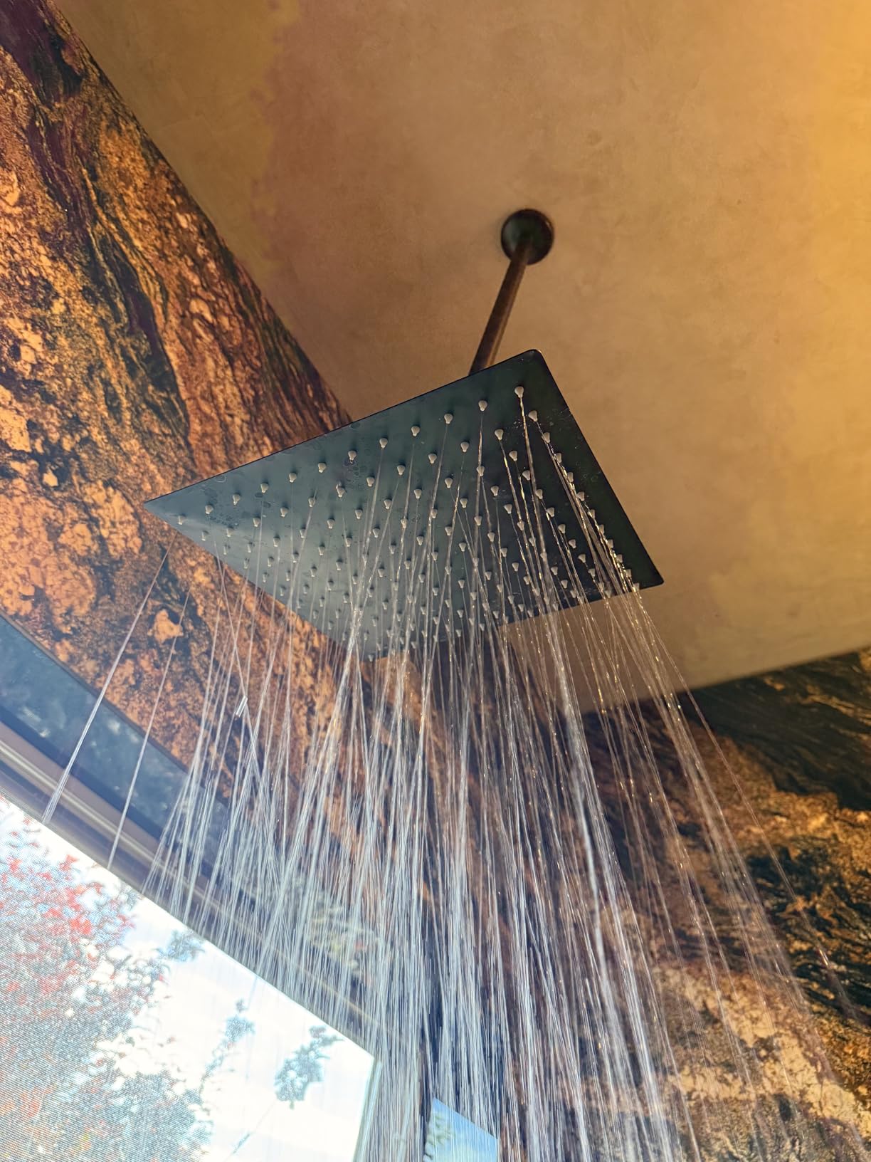 NearMoon Rain Shower Head, High Flow Stainless Steel Square Rainfall Shower, Waterfall Bath Shower Body Covering, Ceiling or Wall Mount (12 Inch, Matte Black) customer photo 1