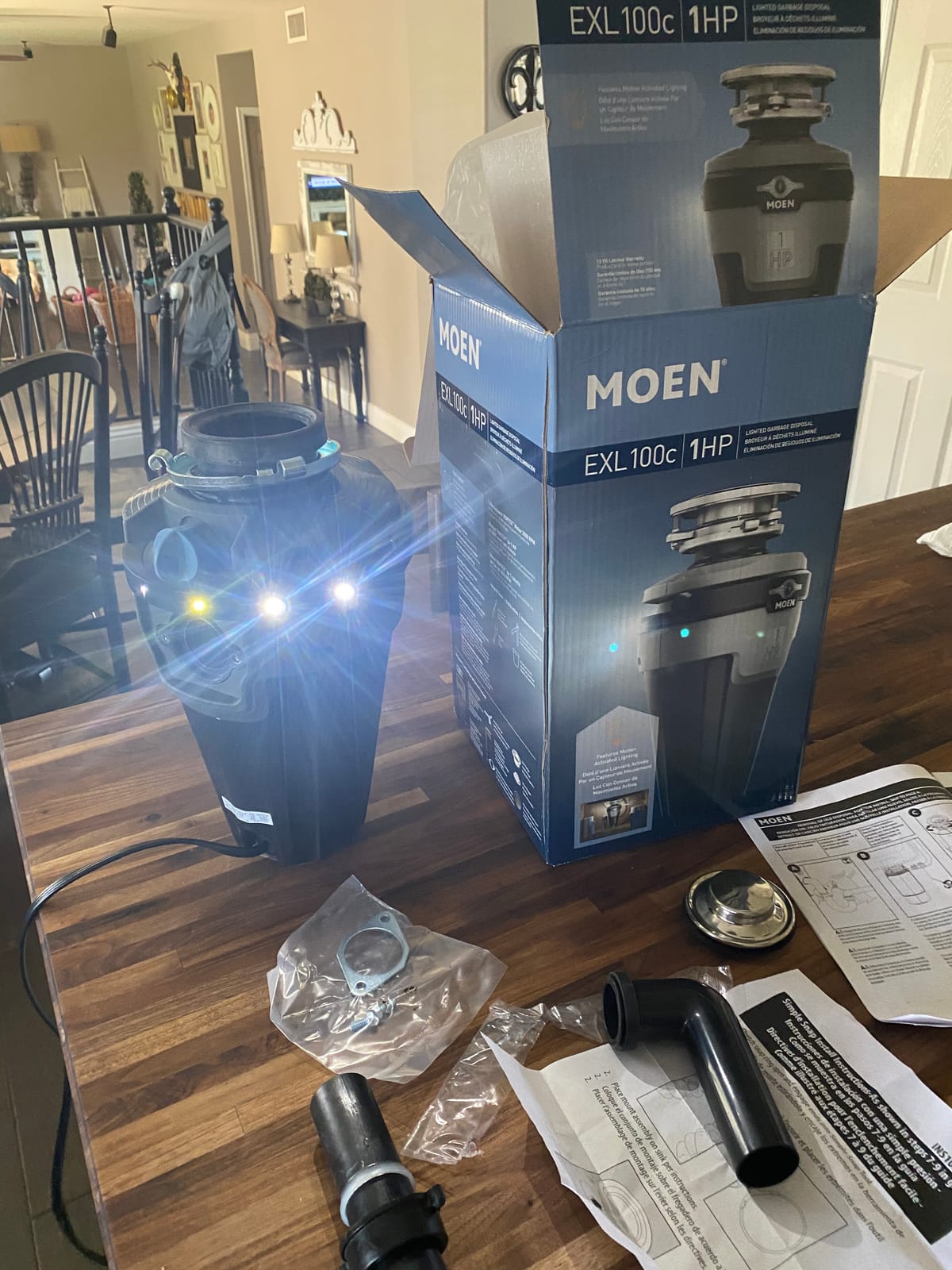 Moen Chef Series 1 HP Continuous Feed Lighted Garbage Disposal with Sound Reduction for Under Sink, Power Cord Included, EXL100C customer photo 1