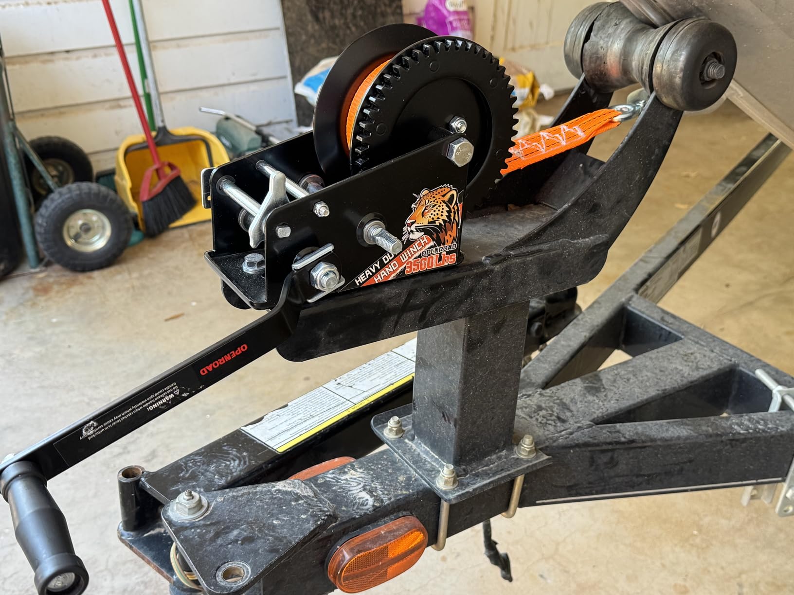 OPENROAD 1600lbs Hand Winch Boat Winch, Hand Crank Winch with 10m (32ft) Cable Manual Winches, Two-Way Adjustable Boat Trailer Winch, Corrosion Resistant Towing Winches (1600lbs) customer photo 2