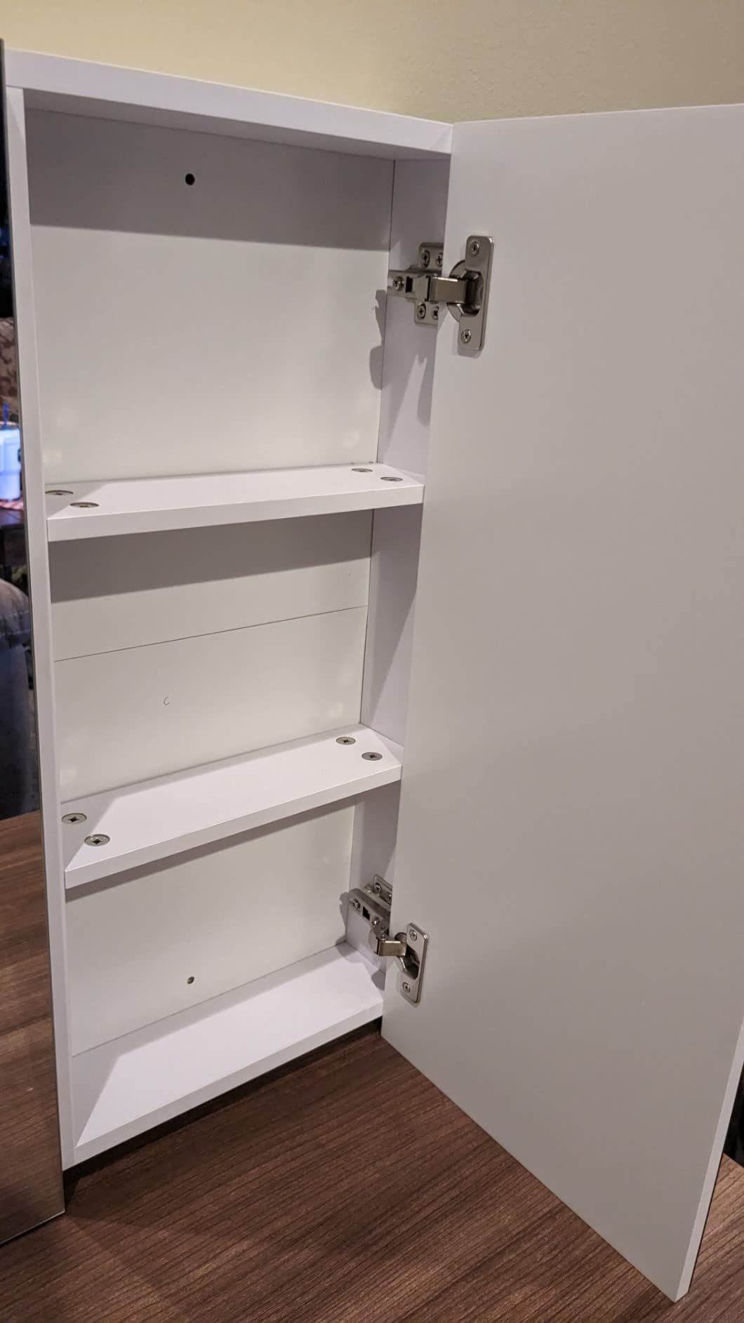 Tangkula Mirrored Medicine Cabinet, Bathroom Wall Hanging Cabinet with Double Mirrored Doors & Adjustable Shelf, Wall-Mounted Bathroom Storage Organizer, White, 24.5 x 4.5 x 25.5 Inches customer photo 2