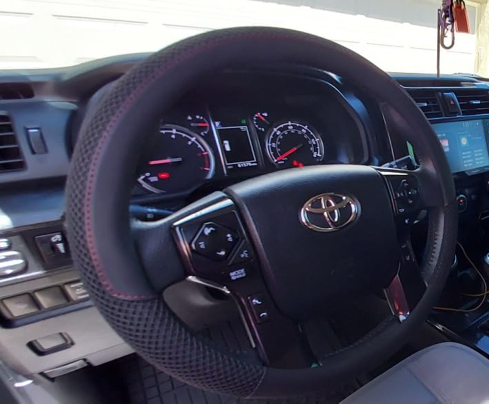 KAFEEK Steering Wheel Cover, Cooling Ice Silk Leather, 15 Inch, Black customer photo 2