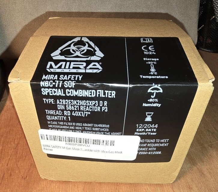 MIRA SAFETY M Gas Mask Filter - Certified CBRN Filter for Full Face Respirator Mask, 40 mm NATO Gas Mask Filter, Longest 20 Year Shelf Life, Vacuum Sealed NBC Filters, Compatible with Mira Gas Mask customer photo 2