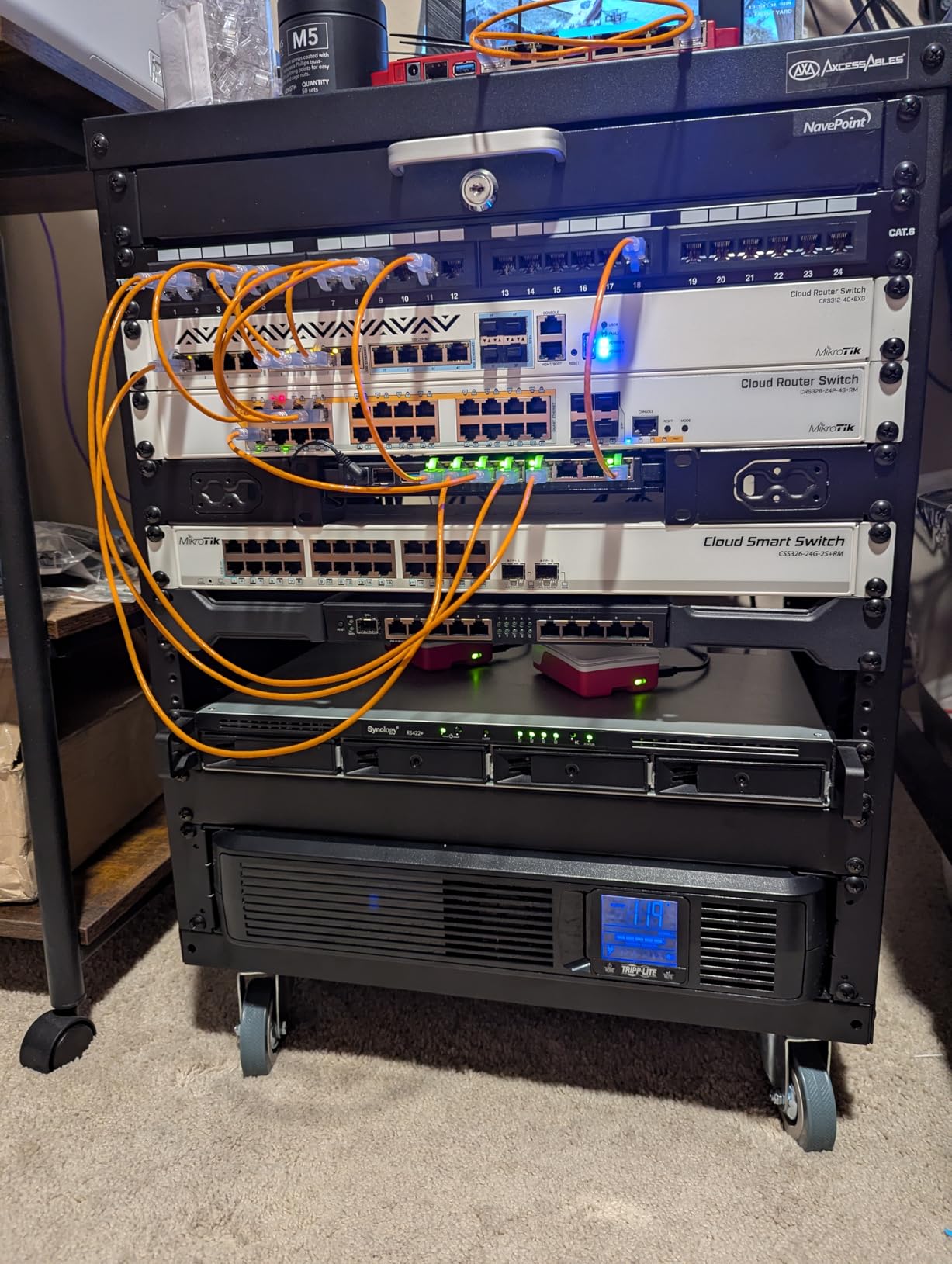 AxcessAbles 12U Network Rack with Wheels - 500lb Capacity, 18 inch Depth | 19-Inch Open Frame AV Rack Case with 3 inch Caster Wheels | Screws, Spacer, Tool Included customer photo 1