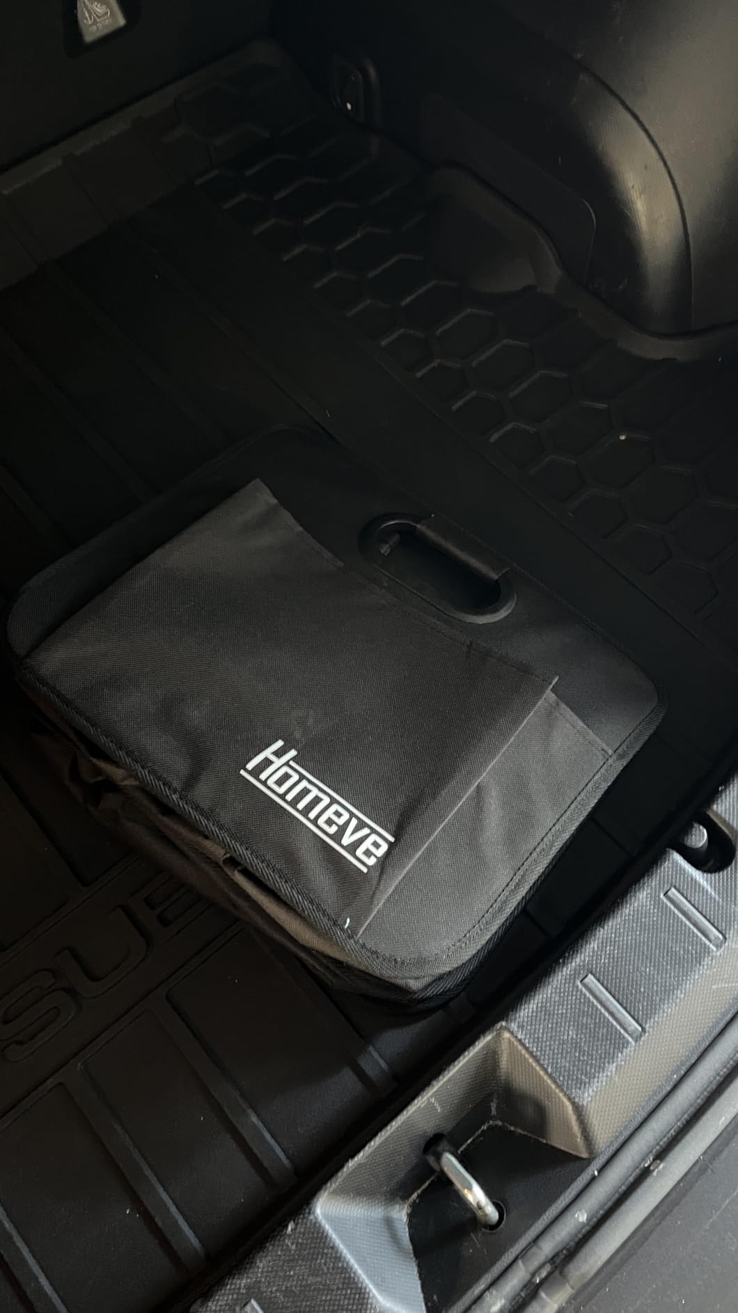 Homeve Car Trunk Organizer for SUV, 18.5Gal Large Capacity No-Sag Heavy Duty, Foldable Waterproof Anti-Slip Storage with 12 Pockets, Fit Sedan,Truck, Universal Car Accessories, Black, Large, 2 Compart customer photo 2