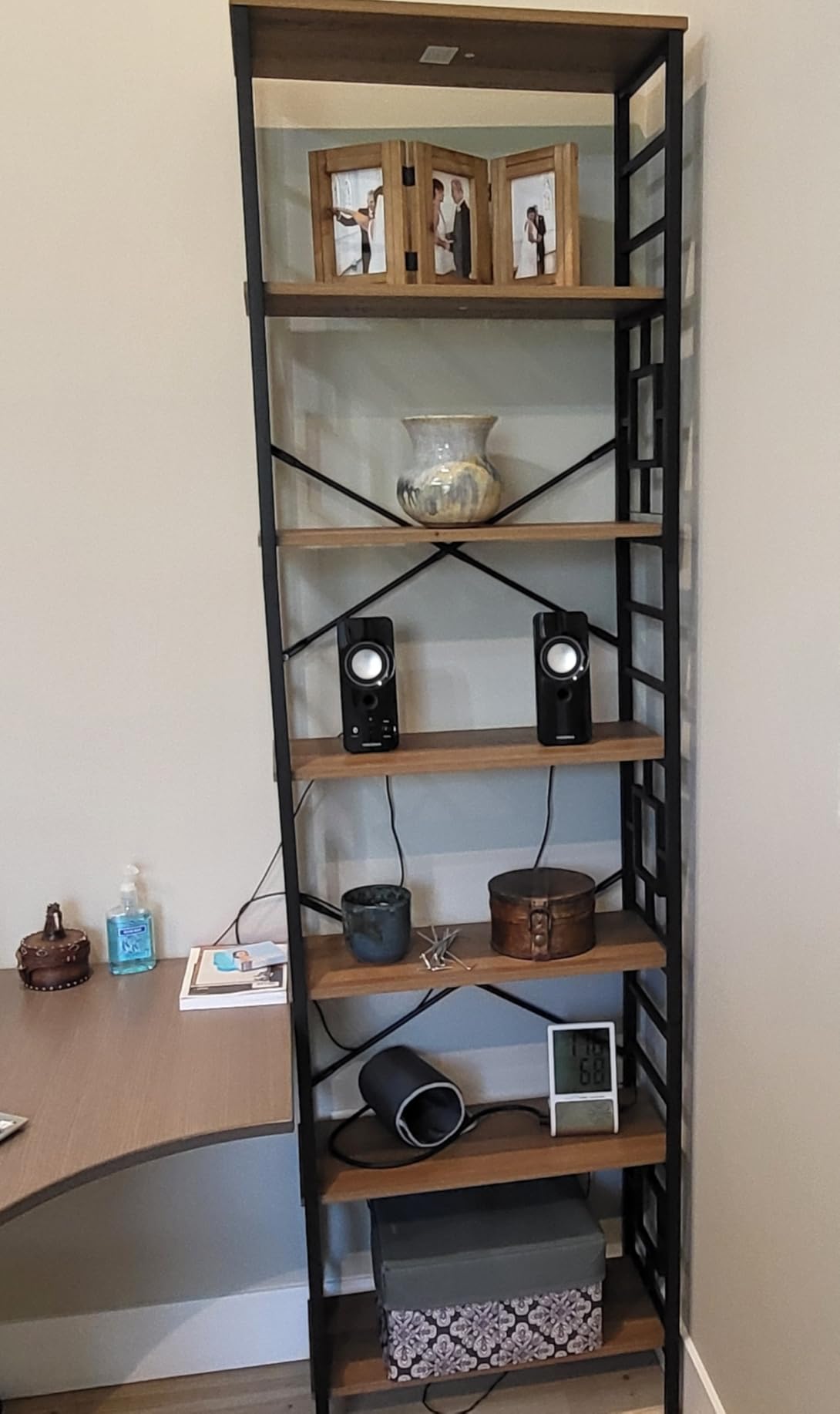 HOMISSUE Tall Bookshelf, 84 Inch Industrial Bookshelf with Metal Frame and Open Shelves, 7 Tier Metal Bookshelves and Bookcases, Rustic Tall Book Shelf for Office, Living Room and Bedroom, Brown customer photo 2