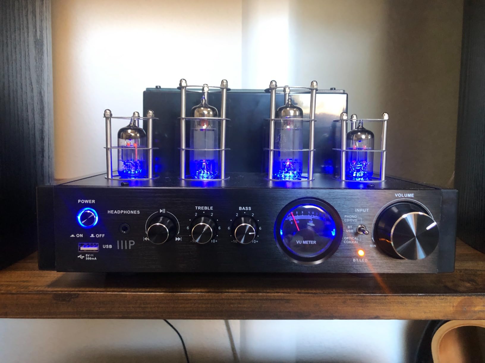 Monoprice Stereo Hybrid Tube Amplifier 2019 Edition, 25 Watt with Bluetooth 2.1 + EDR, Wired RCA, Optical, Coaxial, and USB Connections, and Subwoofer Out customer photo 1
