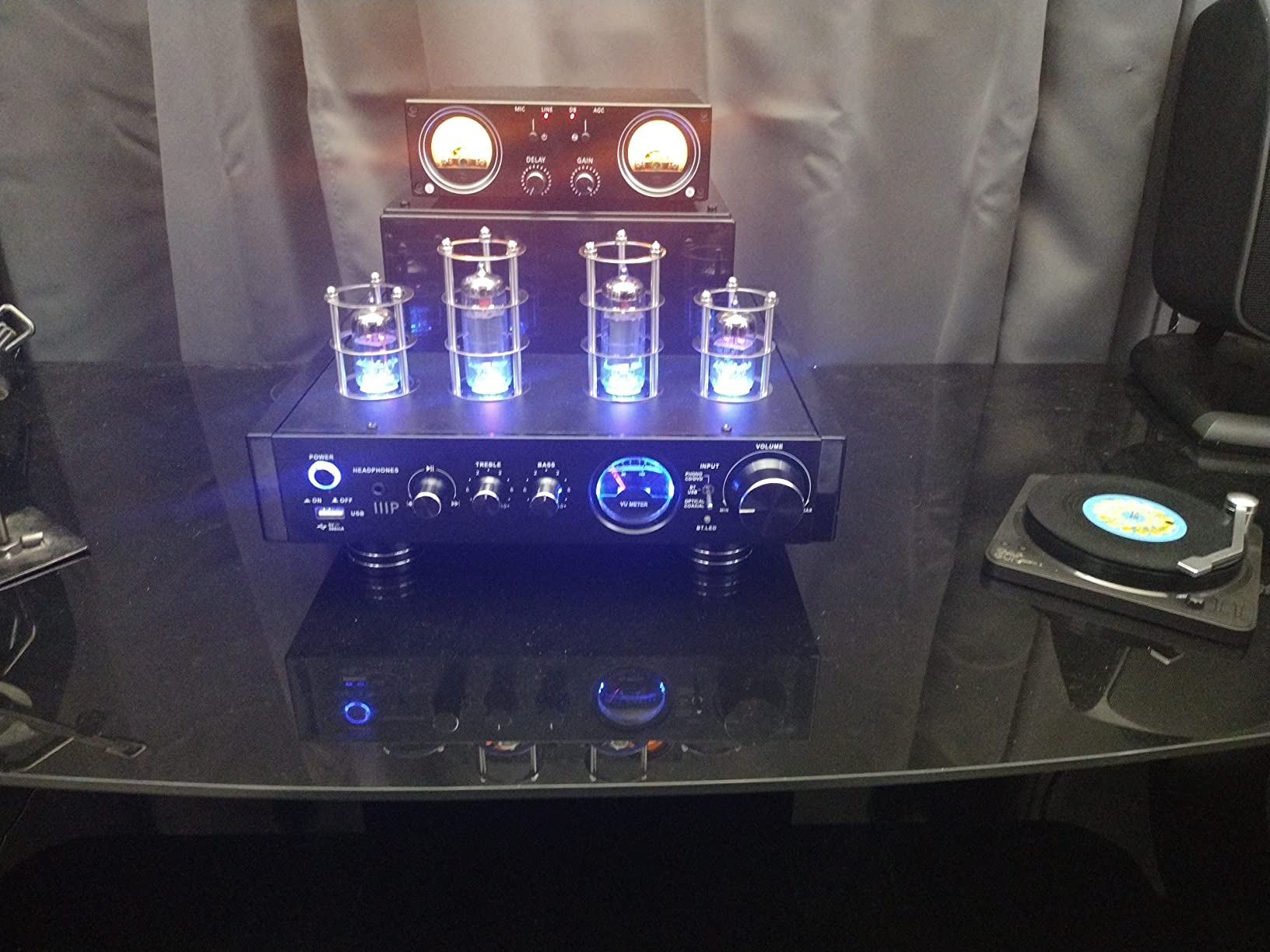 Monoprice Stereo Hybrid Tube Amplifier 2019 Edition, 25 Watt with Bluetooth 2.1 + EDR, Wired RCA, Optical, Coaxial, and USB Connections, and Subwoofer Out customer photo 2